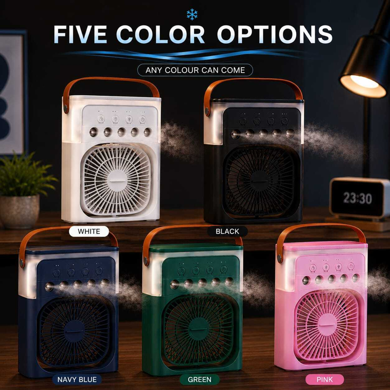 Image of SakhiHome Mini Desk 3 in 1 Air Cooler - Mist and Humidifier with USB Cable & LED Light MC-4038 USB Air Cooler