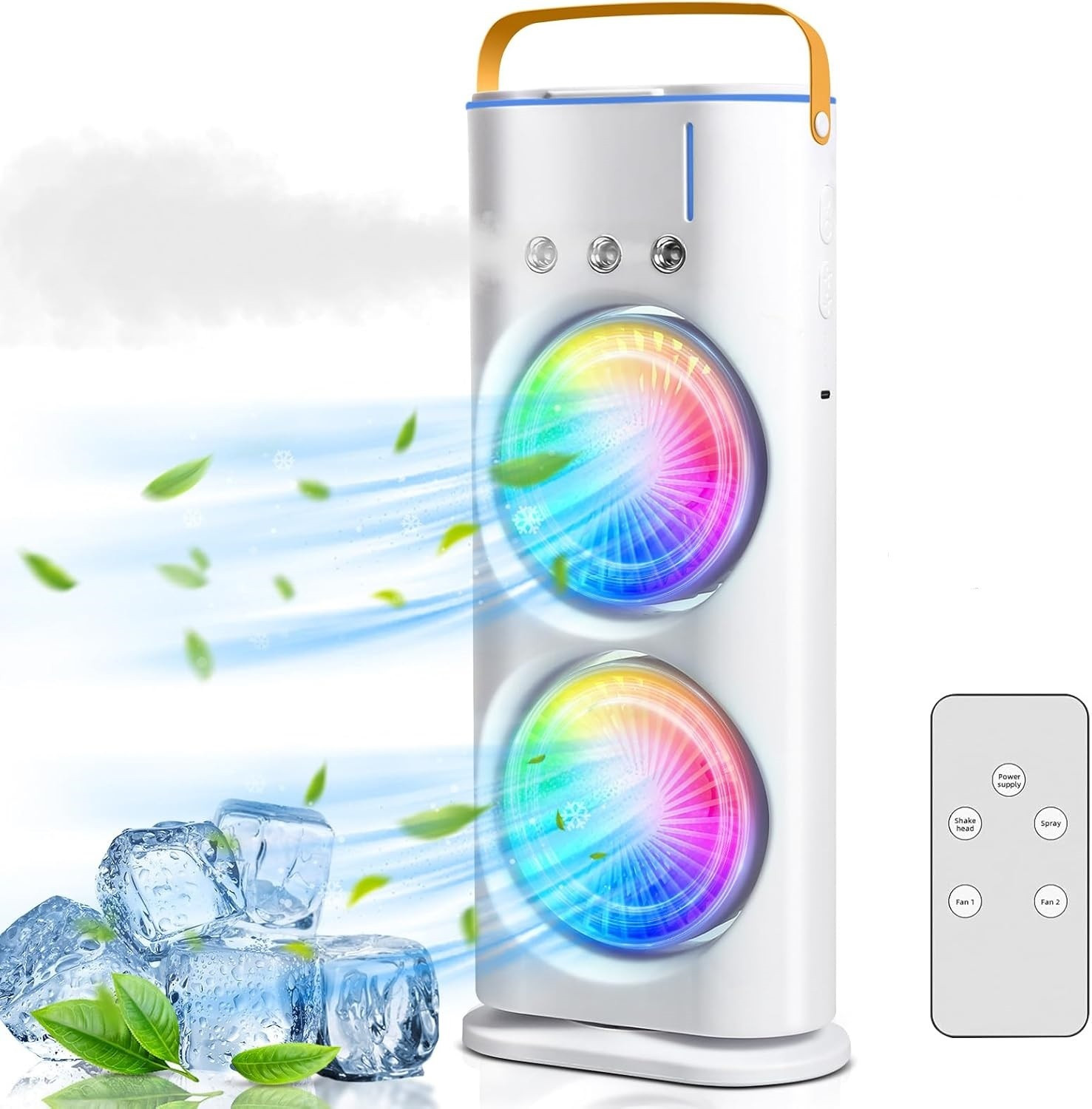 Image of PYXBE Desk Fan with Mist Spray,Portable Desk Table Cooling USB Portable Double-Ended Spray Fan,Personal Foldable USB Air Cooler, Rechargeable Fan