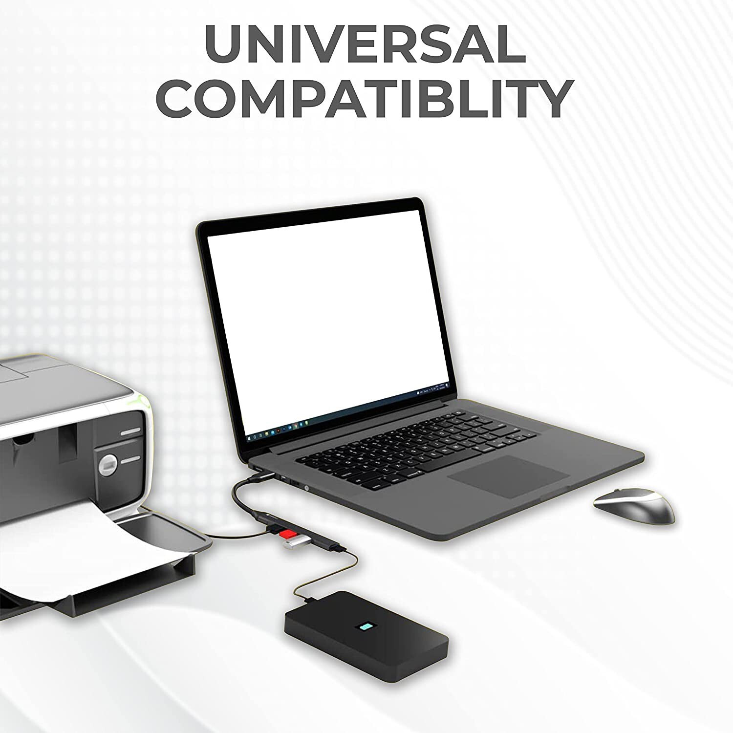 Image of ENTWINO C Type Hub, 4 USB Ports, For Macbook /Phone /Laptops, 3 USB 2.0, 1 USB 3.0 C Type USB Hub With Free OTG USB Hub