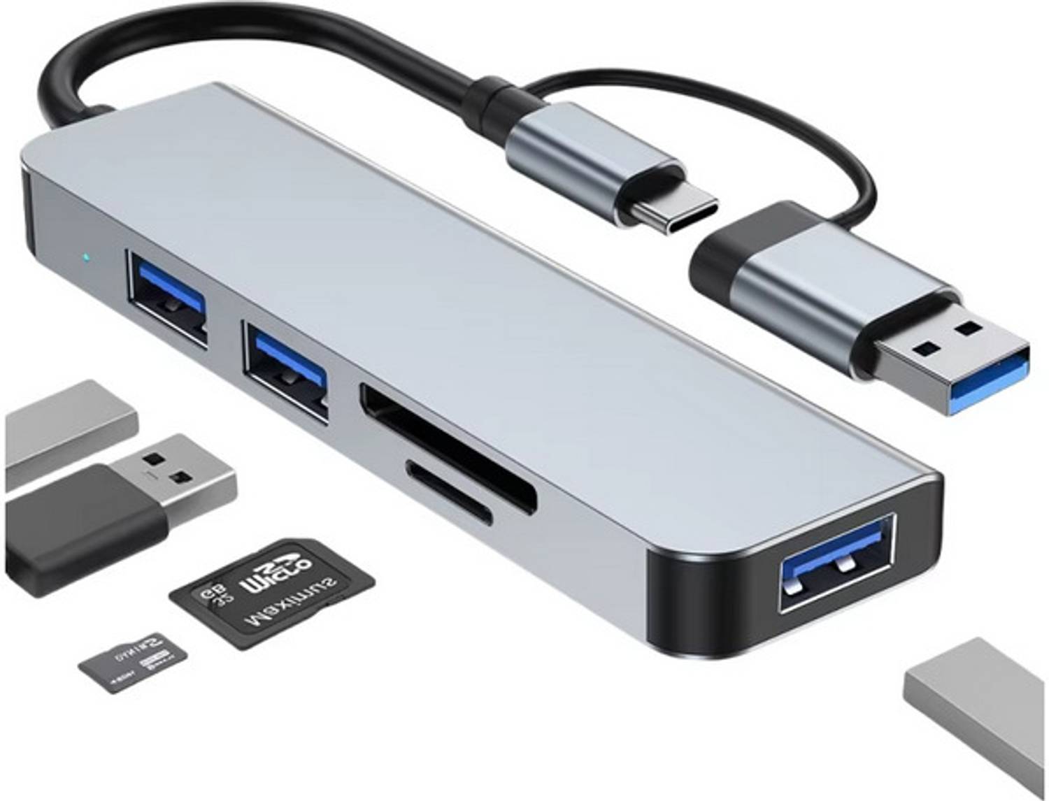 THE MOBILE POINT 5-in-1 Multiport USB Hub, Supports Type-C OTG & up to 5 Gbps High-Speed Data Transfer Compatible with Type-C laptops, Tablets & Smartphones Laptop Accessory, USB Hub