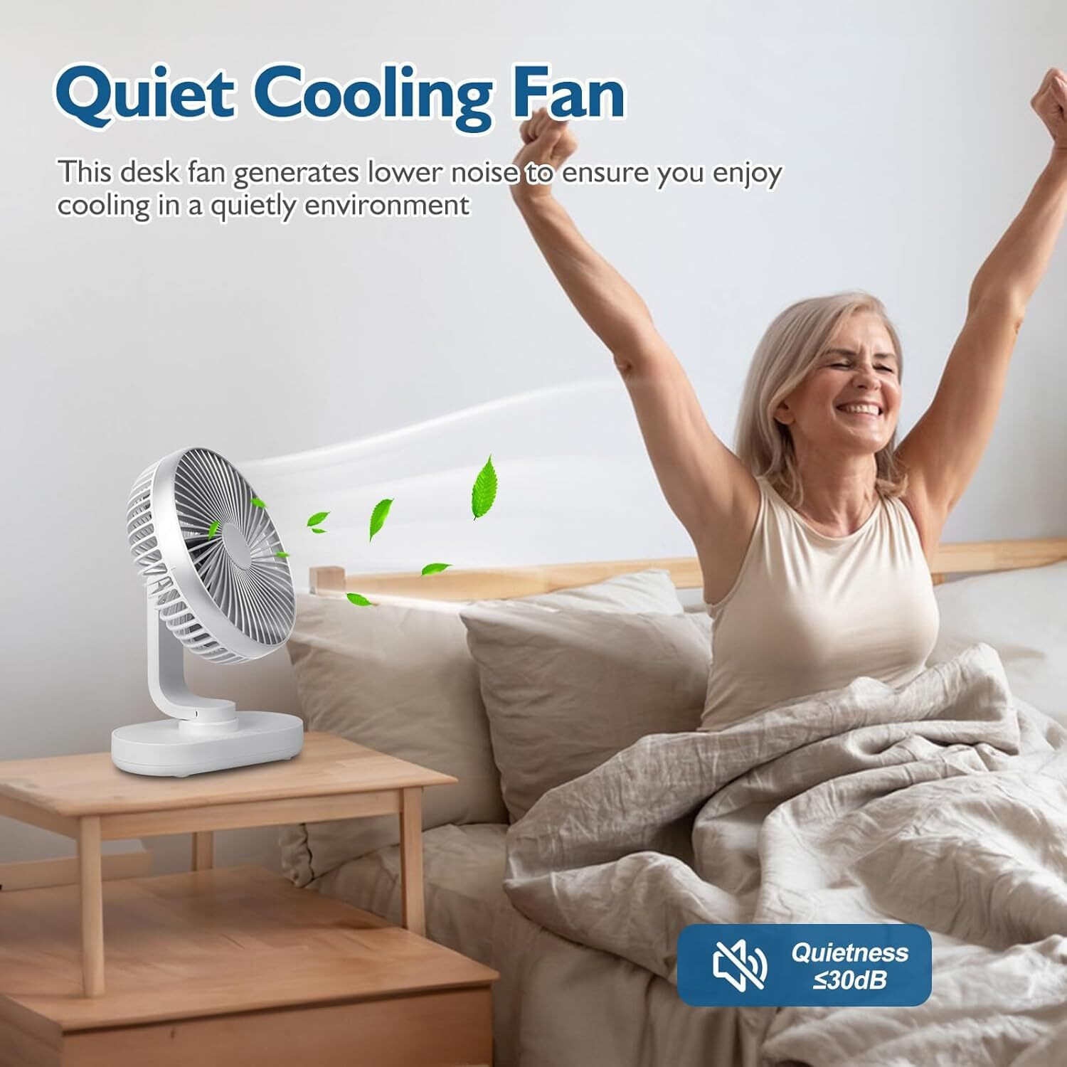 Image of Woomzy Table Fan Rechargeable Table Fan with LED Light High Speed Fan for Home Ultra High Speed 1400 mm Table Fan