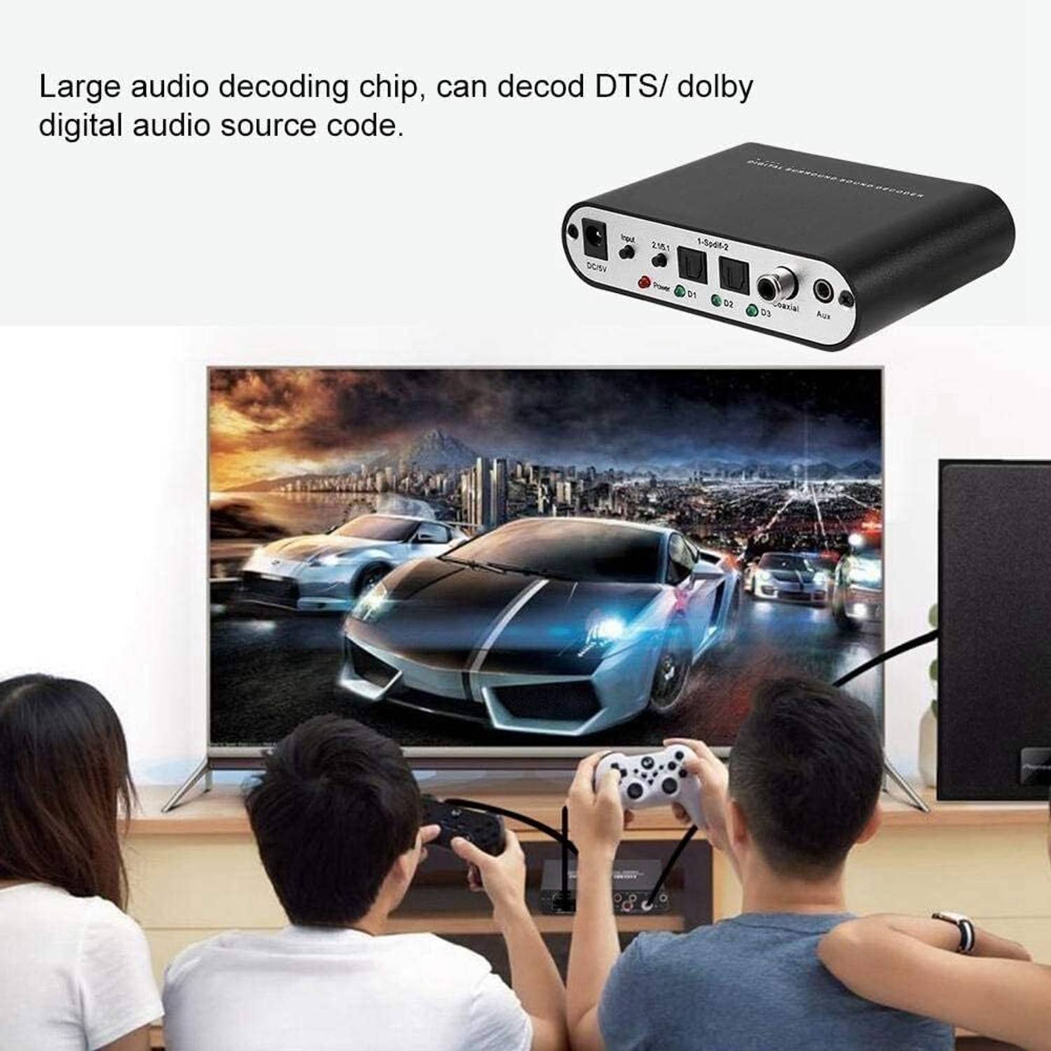RuhZa 5.1 Channel HD Audio Rush Digital Sound Decoder Optical
