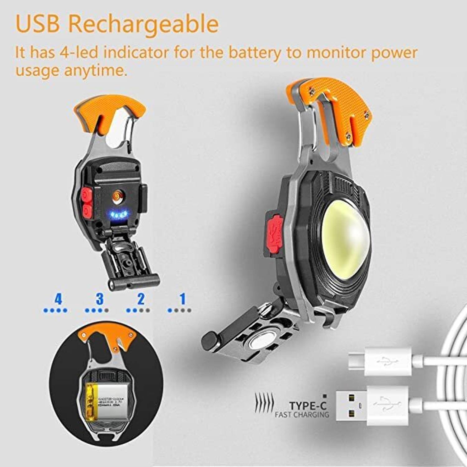 VariousEye Multifunctional Keychain Flashlight with Whistle & Tools - Image 2