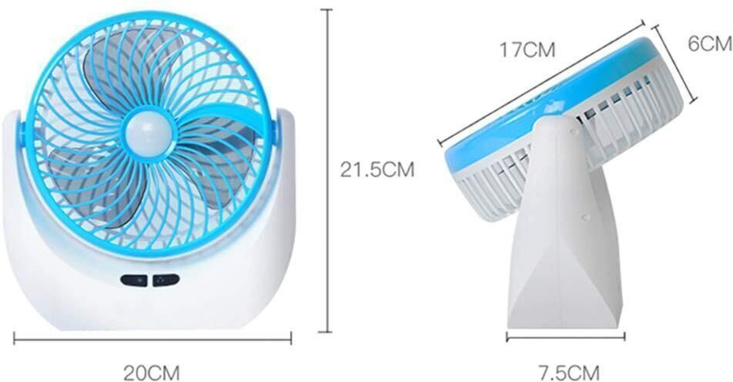 Image of Ampeva High-Speed 4000mAh Rechargeable Table Fan with LED Light, Portable Fan, USB Fan, USB Battery Powered Quiet Personal Fan, 3 Speed For Office, Home, Kitchen USB Fan