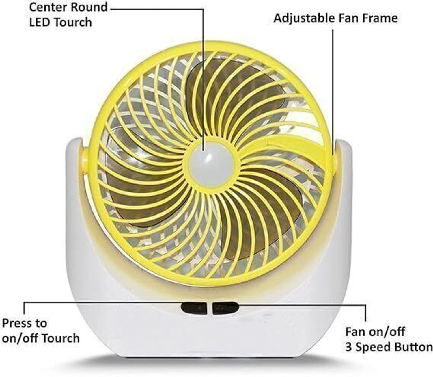 Image of Ampeva High-Speed 4000mAh Rechargeable Table Fan with LED Light, Portable Fan, USB Fan, USB Battery Powered Quiet Personal Fan, 3 Speed For Office, Home, Kitchen USB Fan
