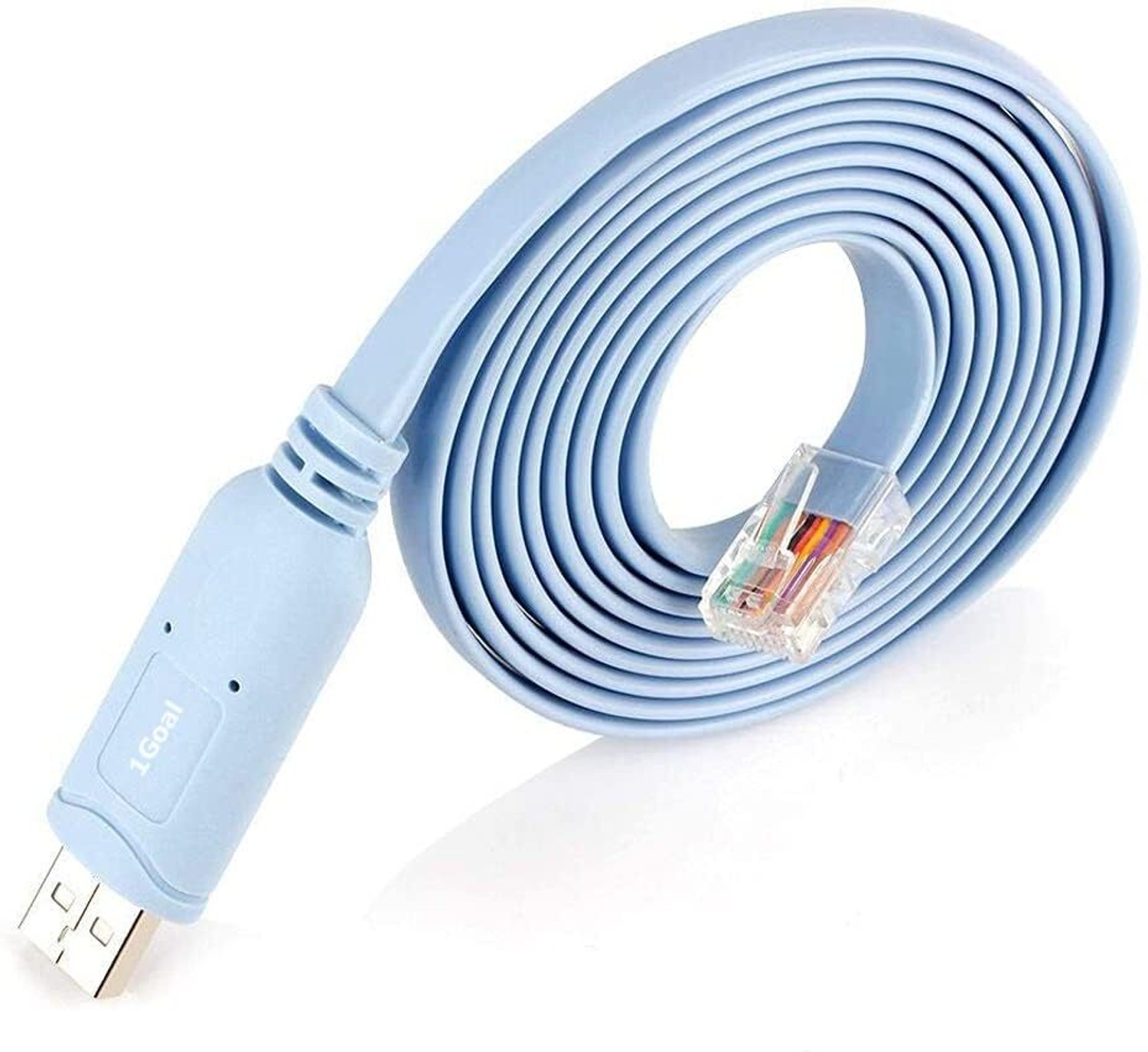 Image of DooBuy USB Console Cable, USB to RJ45 Console Cable for Cisco Routers /AP Router /Switch /Windows 7, 8 (1.8m, Blue) USB Cable