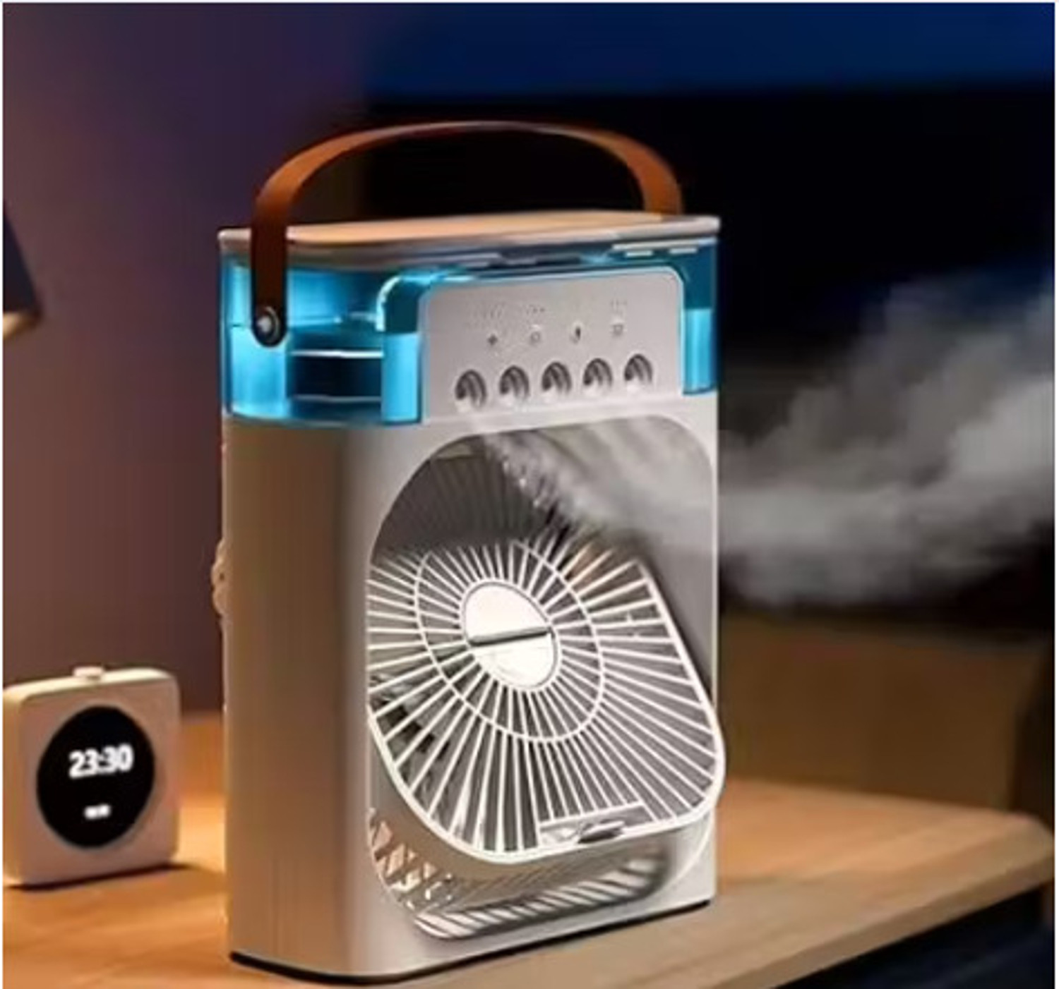 Image of gadget bloom Mystic Wrap Mini AC Room Cooler Fan with 7-Color LED, 3 Speeds,Sprays,Hour Timer Mist Fan Mini USB Air Cooler