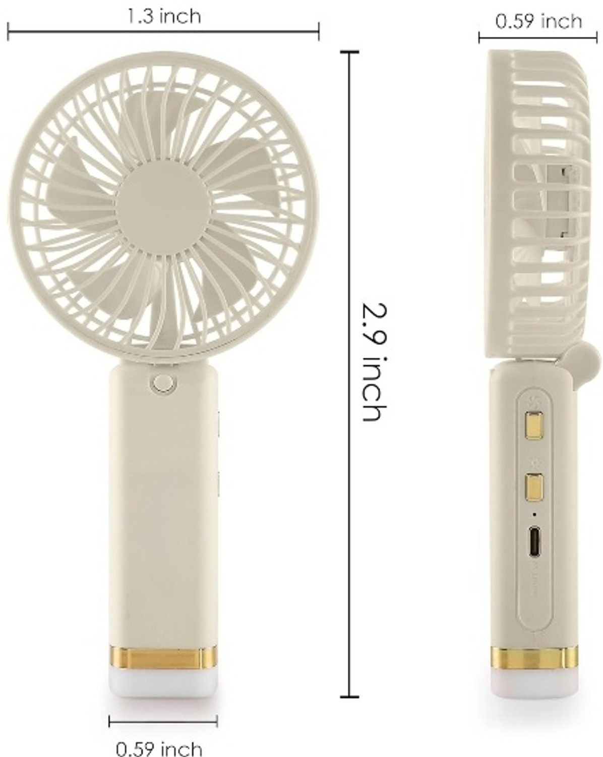 Image of PLERIZA Rechargeable with LED Light - Foldable Mini Fan, Small Fan,USB Charging Hand Fan with 1200mAh Battery & 3 Speed Modes | Travel, Makeup, Kitchen USB Fan