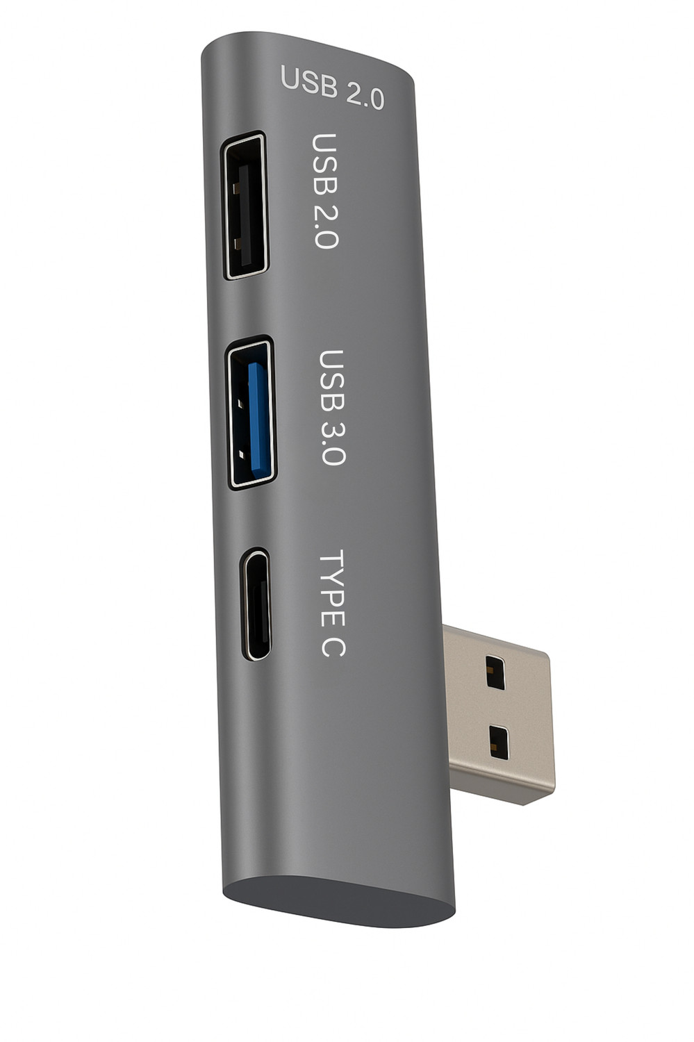 Image of Rackit Power USB Hub with 3 USB Ports,1 Type C Port, USB Plug, USB 3.0, 2-Port USB 2.0 USB Hub (Grey)