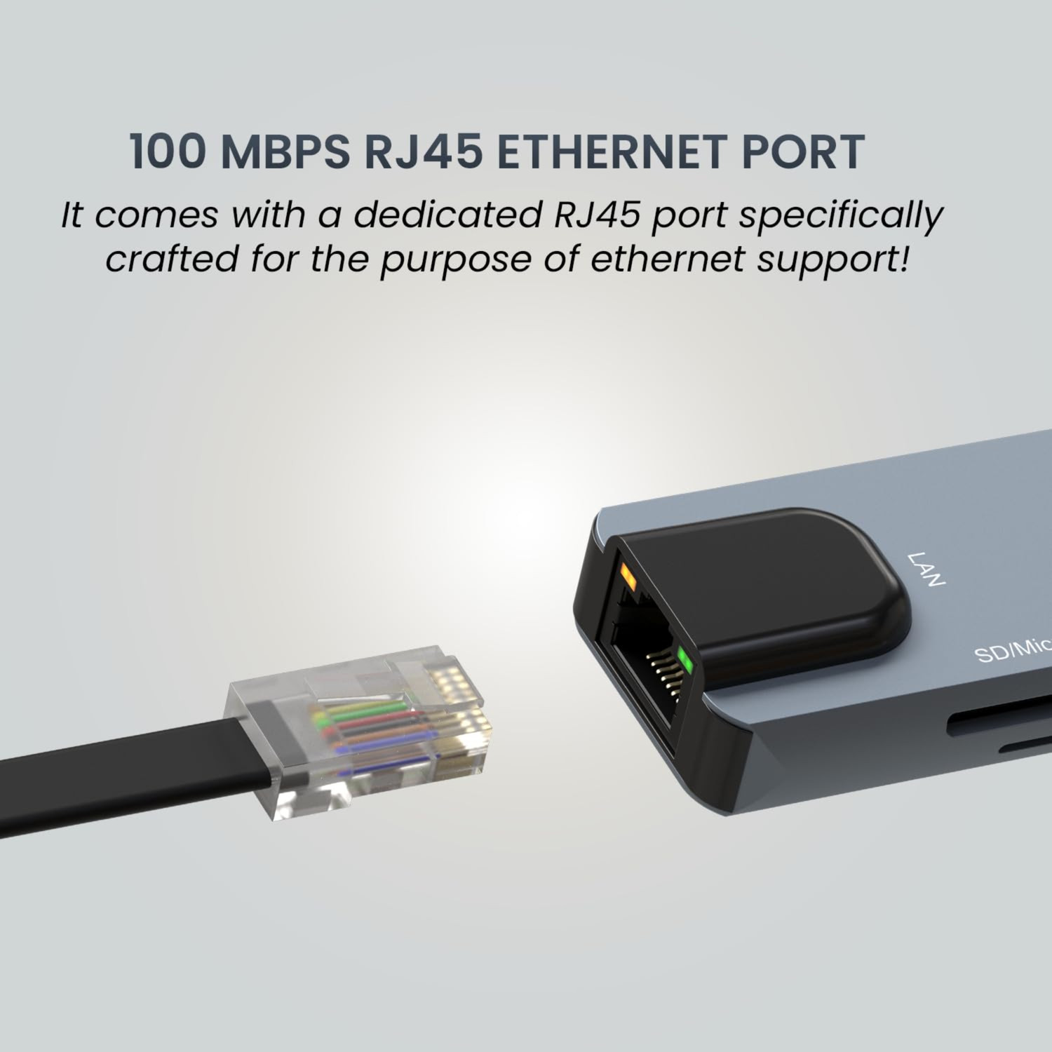 Image of Rackit Power Mport 8 USB-C USB Hub /Docking Station(8-in-1) with 4K 30Hz HDMI `USB 3.0, microSD /SD Card Reader, Type-C Data, PD Charging, USB 2.0 USB Hub (8 Port)