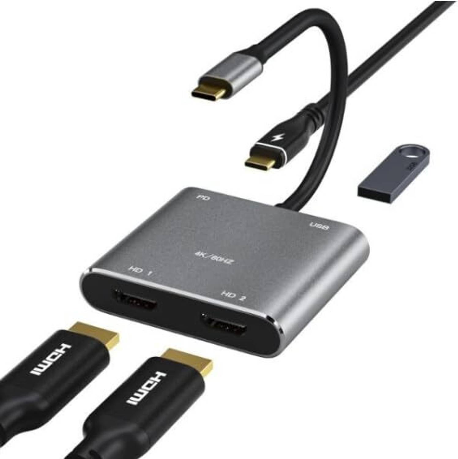 DooBuy HDMI, USB, USB Type C OTG Adapter