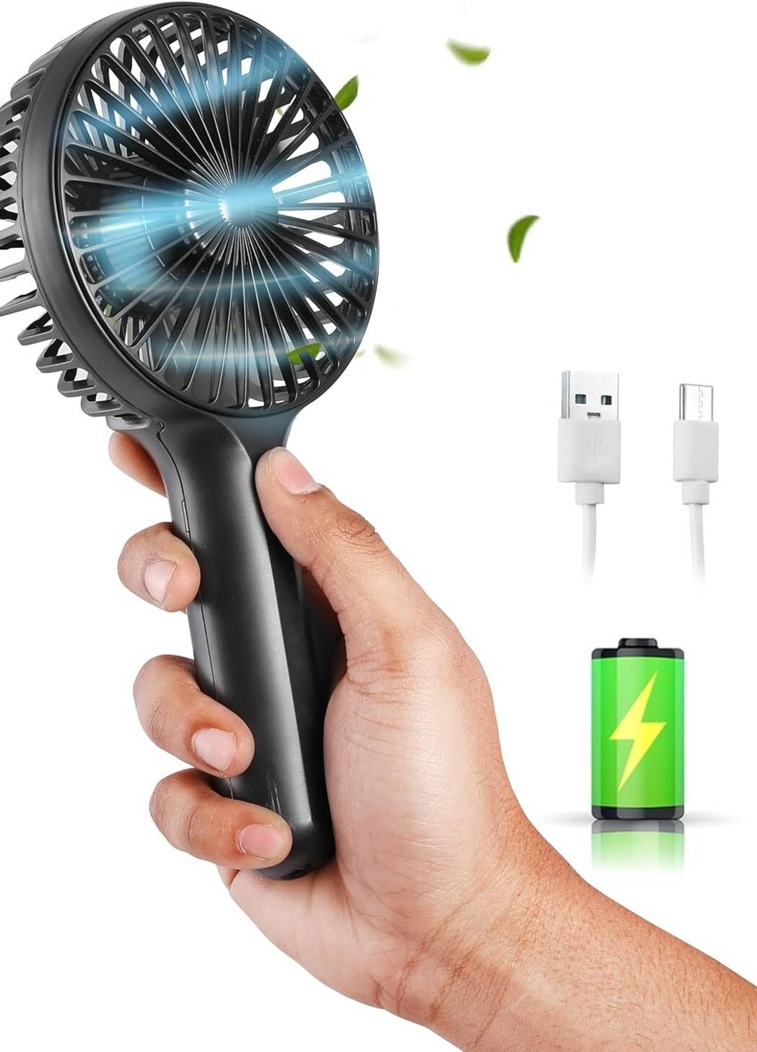 Casecade Portable Handheld Fan | USB Rechargeable Fan | Adjustable Speeds | Ideal for Office, Travel, Home & Outdoor USB Fan, Rechargeable Fan