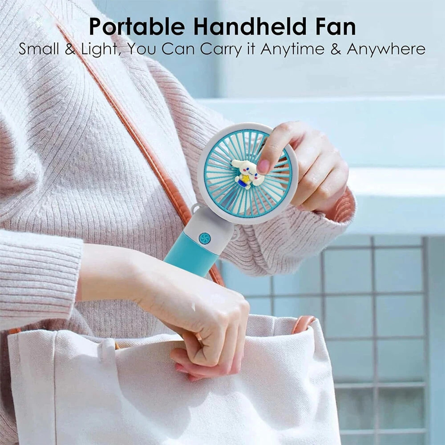 Image of Felinar Foldable Mini Portable Fan Rechargeable USB Handheld Fan 1-Speed Adjustable Mini Portable Fan Rechargeable USB Handheld Fan in blue USB Fan