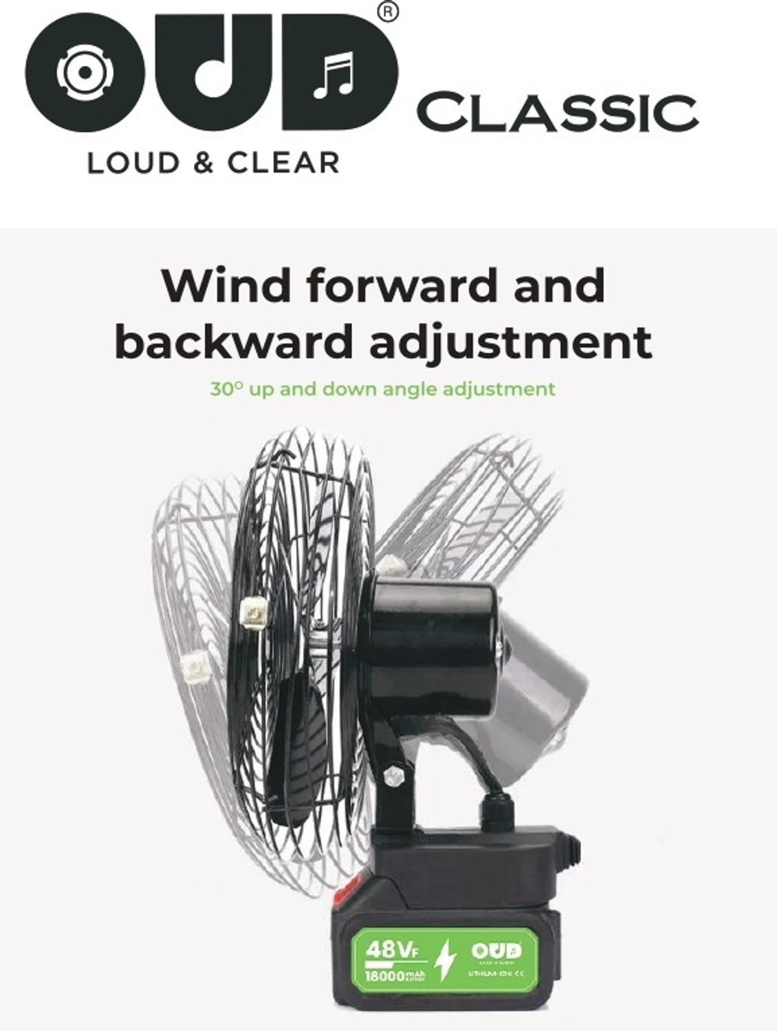 Image of OUD OUD -OD-090 8 INCH RECHARGEABLE FAN 8 INCH RECHARGEABLE VOILENT TABLE FAN WITH 10 LITHIUM ION BATTERY USB Fan
