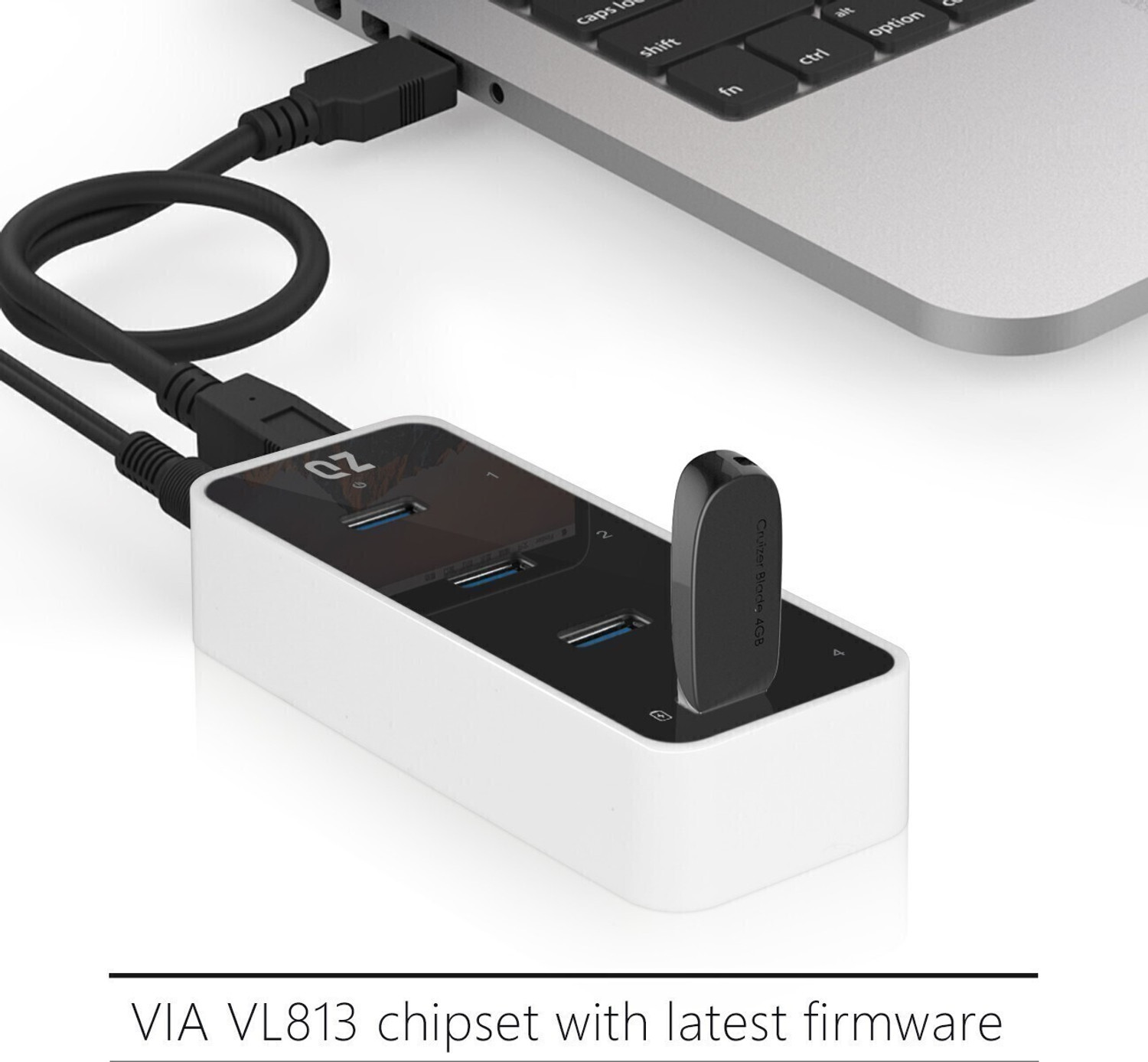 Image of QZ Active Powered USB Hub 4 Port USB Hub with 12V 2A 24W Power Adapter, USB 3.1 HB05 USB Hub