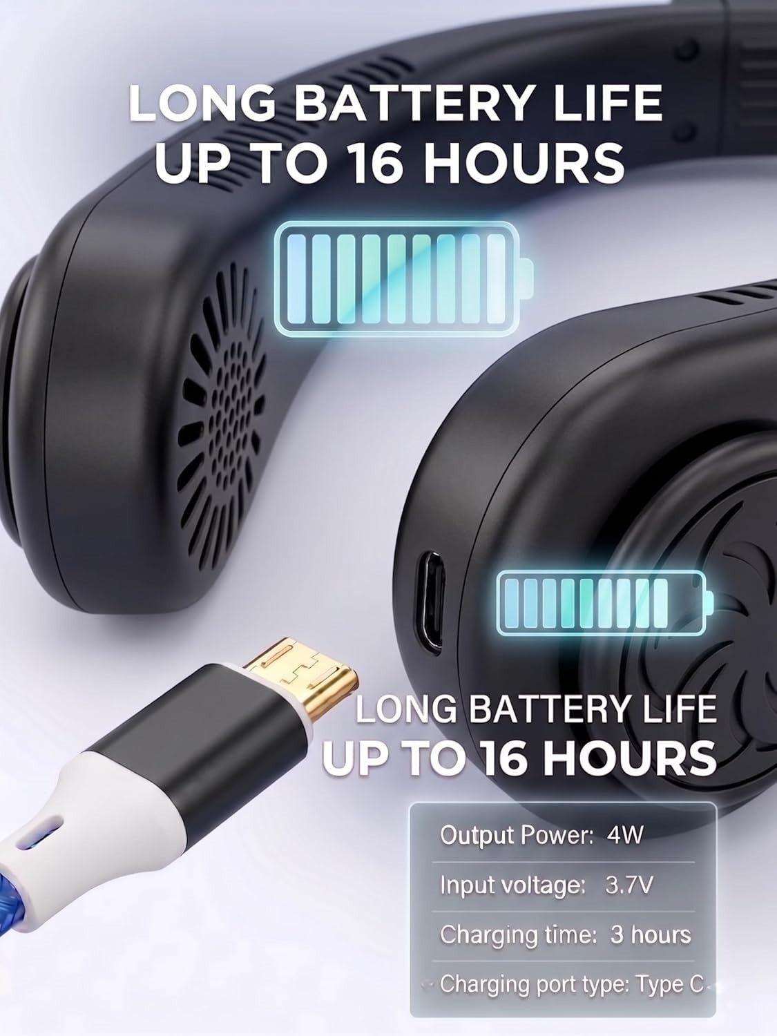 Image of VHN Combo Pack Neck Fan, Portable Bladeless Neck Fan Rechargeable, Pack of 2, 4000 mAH Battery USB 360 Quiet 3 Speeds Neck Fan, 1 Jerry Keychain Free, USB Fan