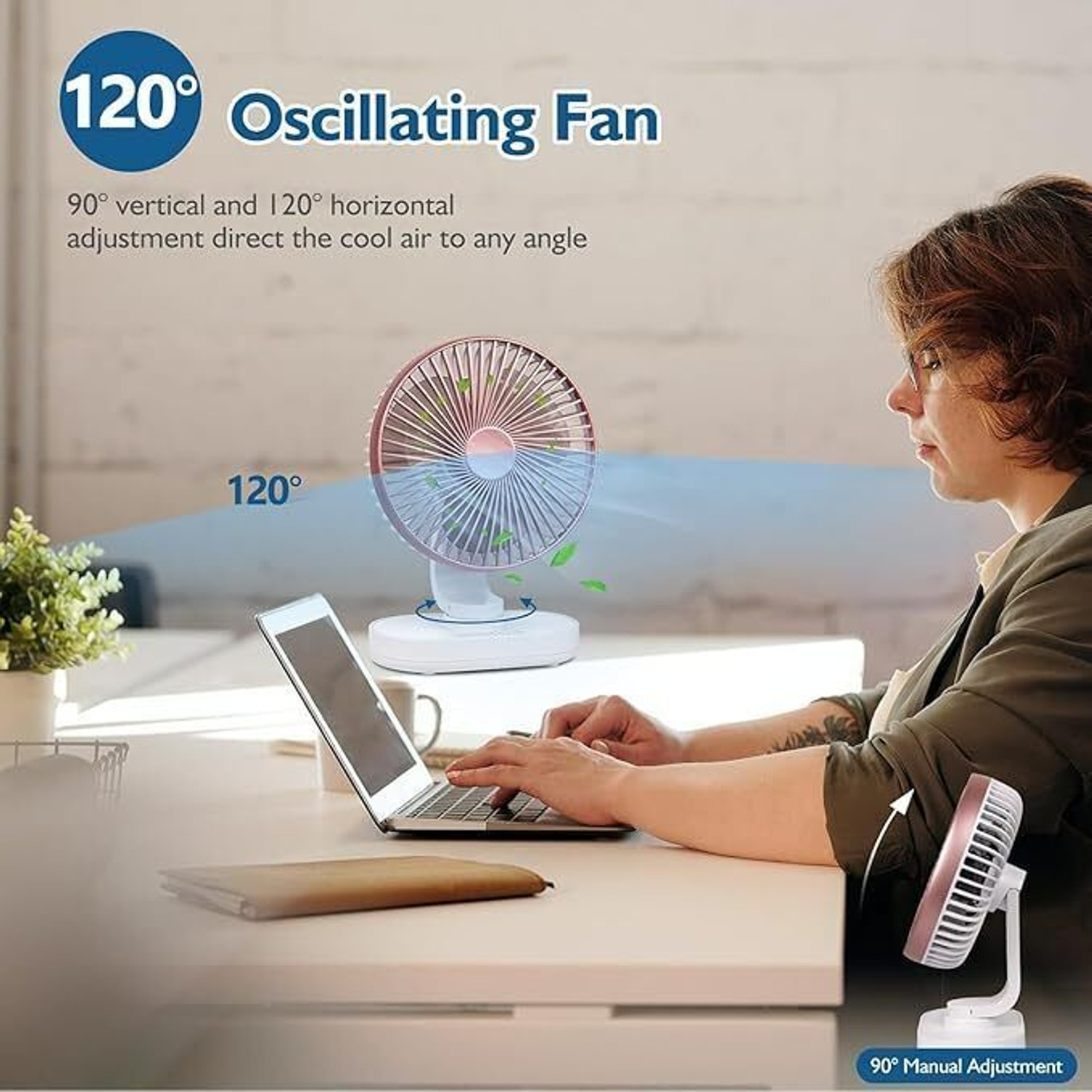 Image of Luranol Table Fan High Speed for Home,Desktop Fan,3 Speeds Usb TableFan for Home kitchen Mini Handheld Portable Rechargeable, Small Type-c charger cable USB Fan