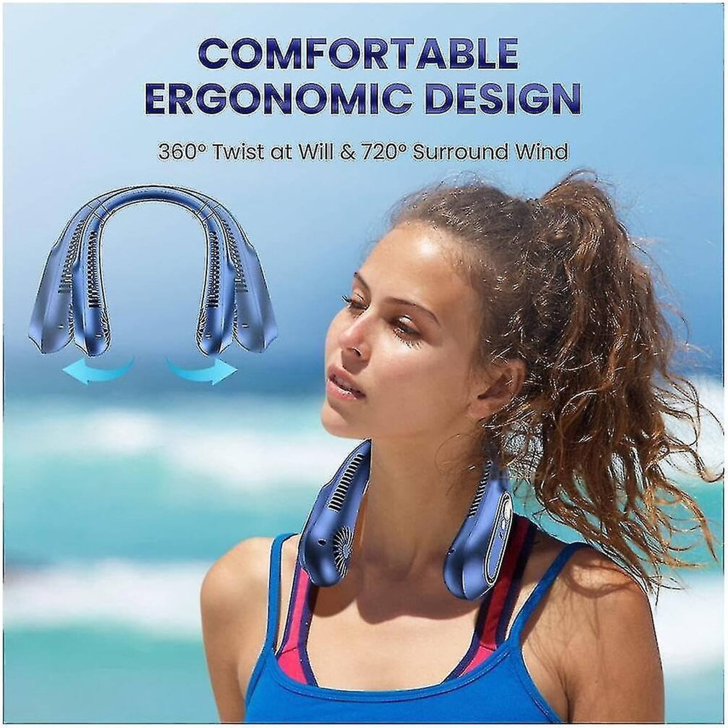 Image of Solisca Neck,Air Conditioner Fan Cooling Plate 4400mAh Rechargeable Battery Operated Mini Portable 3 Speed mode Built-in Battery Rechargeable USB Fan