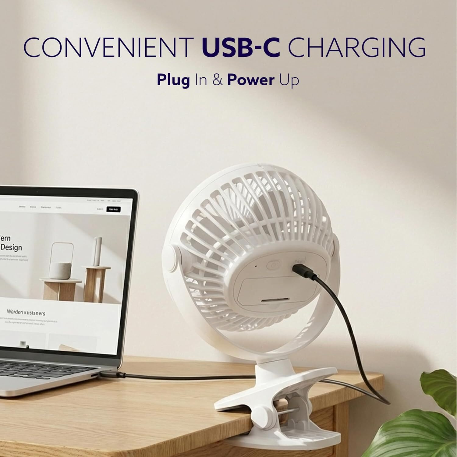 Image of AGARO Regal Portable Clamp Fan | Rechargeable USB-C Compatible Table Fan with 3 Speeds, Multi-Clip Function, 3400 RPM & 5 Hours Runtime USB Fan