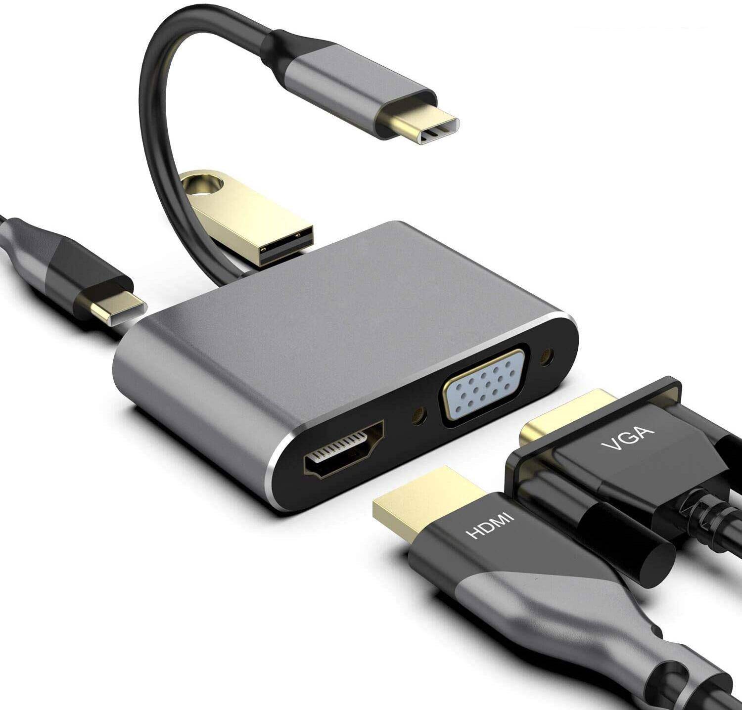 RyzCare  TV-out Cable 4 IN 1 TYPE C 4 IN 1 DOCKING STATION HDMI + VGA DOCKING STATION