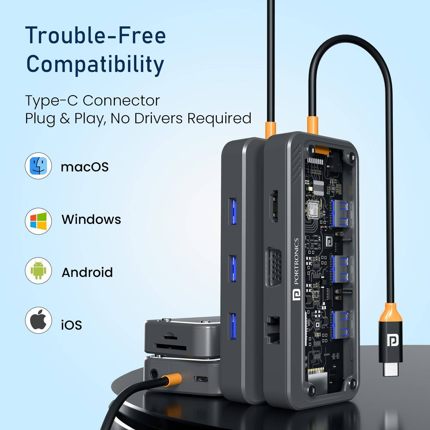 Portronics MPort View Three 10-in-1 USB-C Docking Station - Image 5