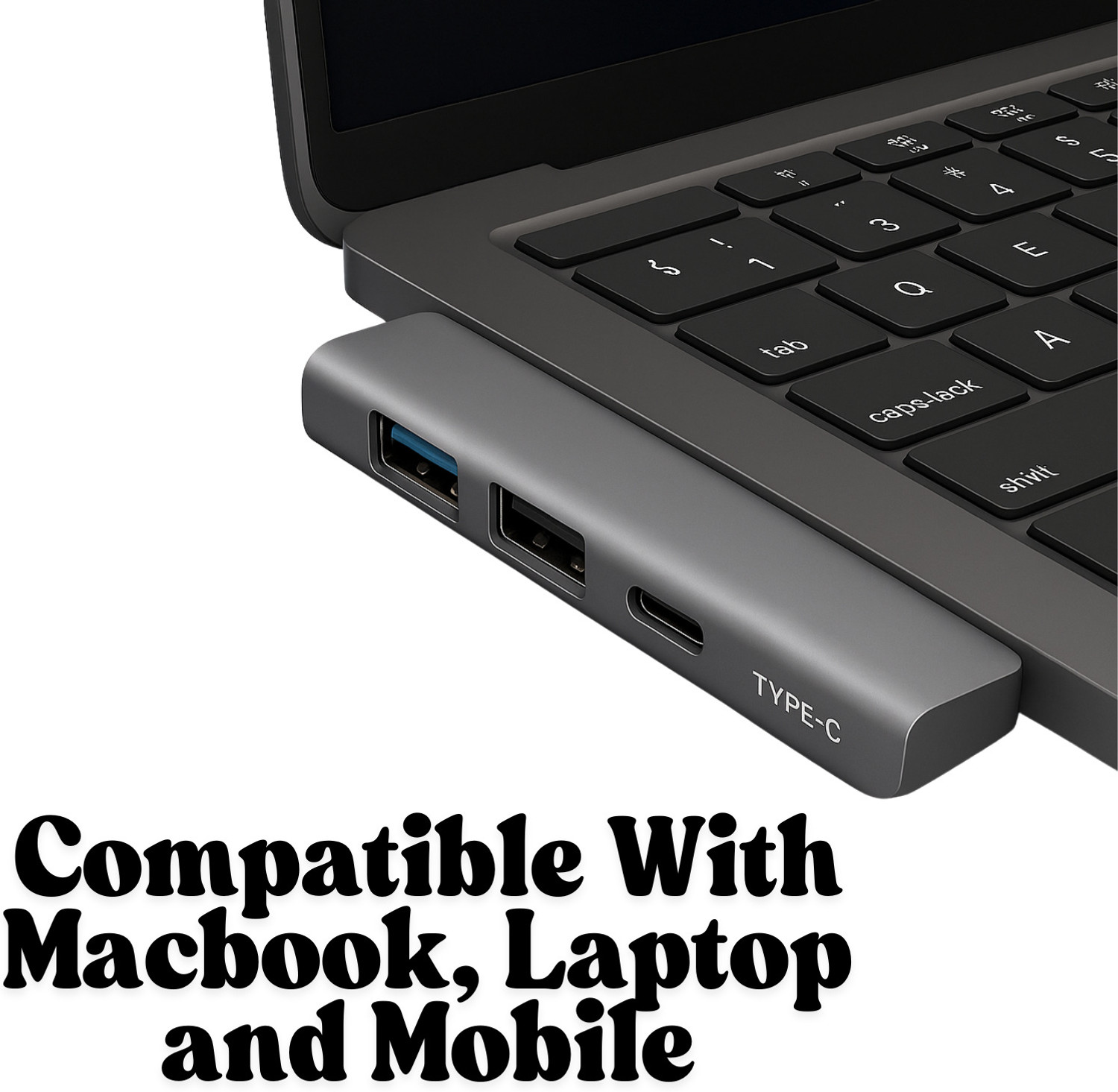 Image of Rackit Power Type C USB Hub with 3 USB Ports,1 Type C Port, Type C Plug, USB 3.0, 2-Port USB 2.0 USB Hub