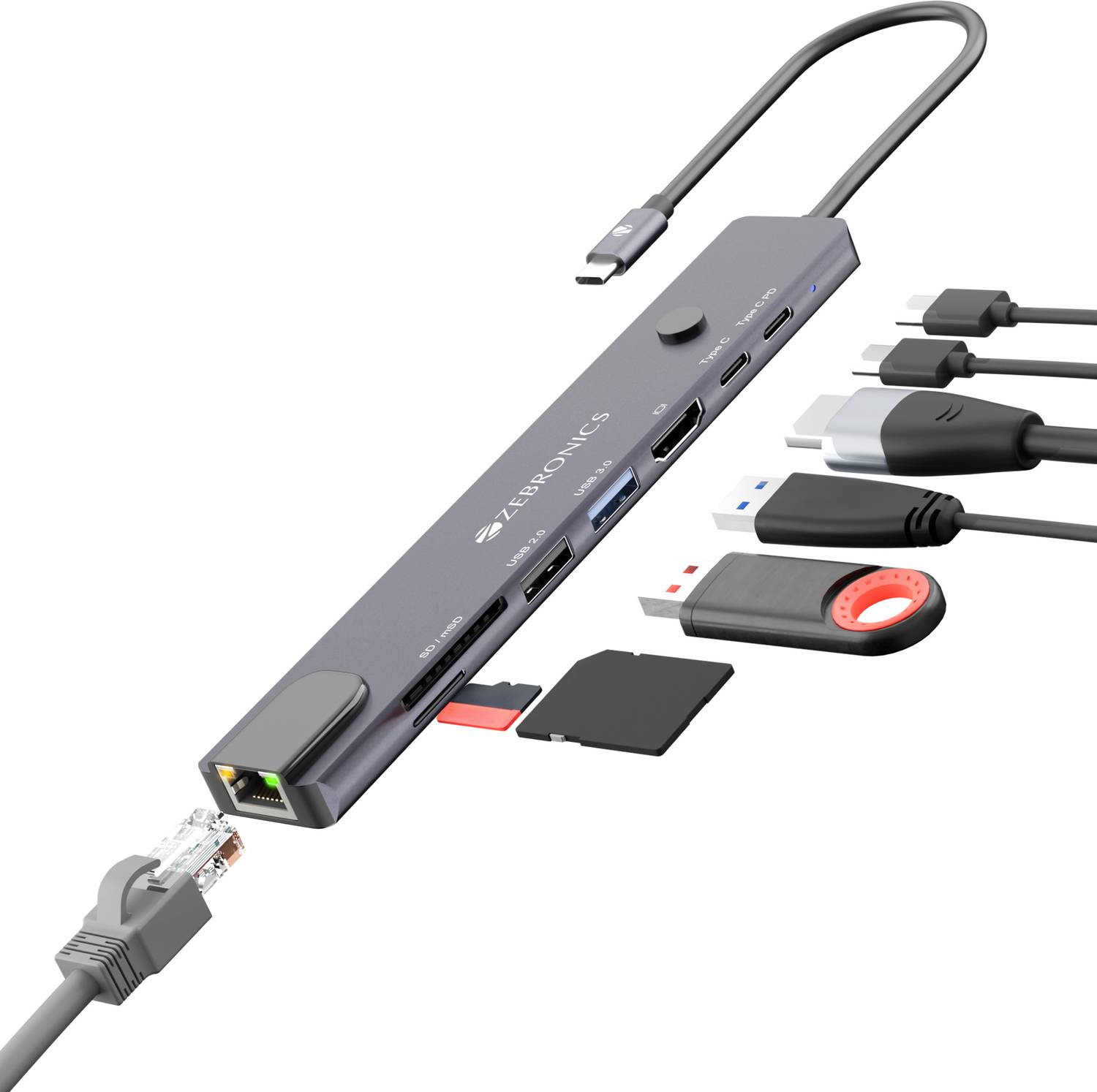 ZEBRONICS ZEB - CT81 PLUS ZEB - CT81 PLUS USB Hub (Grey)