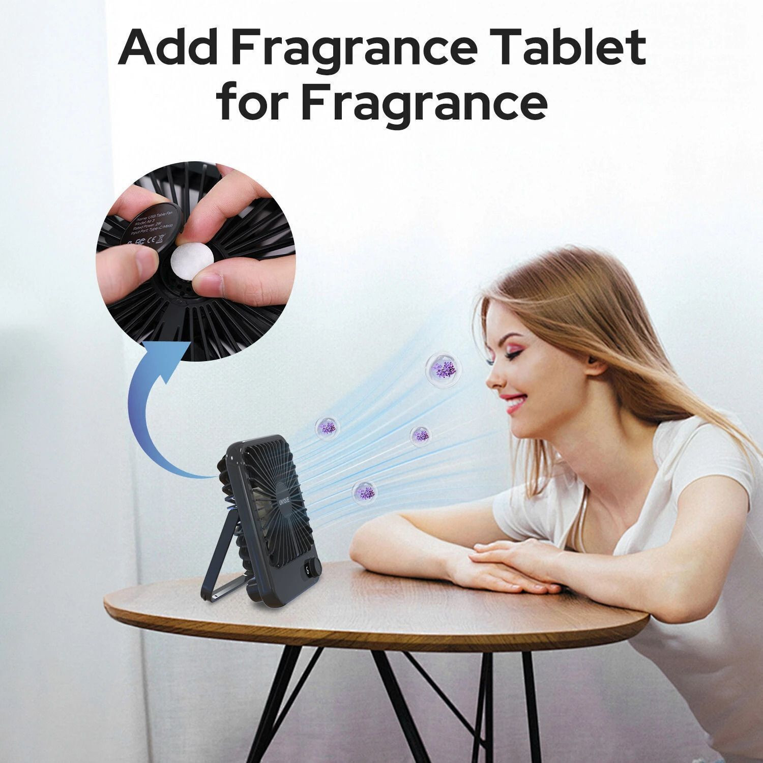 Image of UN1QUE Portable Clip on Fan Battery Operated, Powerful USB Table Fan, 3 Speed Portable Clip on Fan Battery Operated, Powerful USB Table Fan, 3 Speed Laptop Accessory, Rechargeable Fan, USB Air Cooler, USB Air Freshener, USB Air Purifier