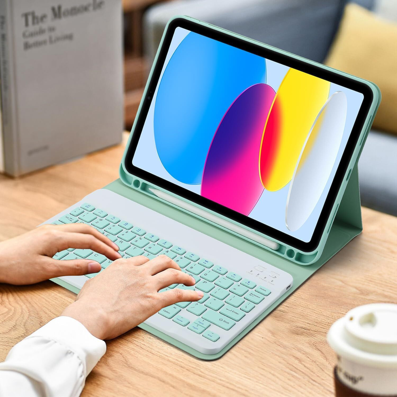 Image of RuhZa Rechargeable Bluetooth Keyboard and Mouse Combo for i-Pad, Ultra-Slim Portable Wireless Mouse Keyboard Laptop Accessory
