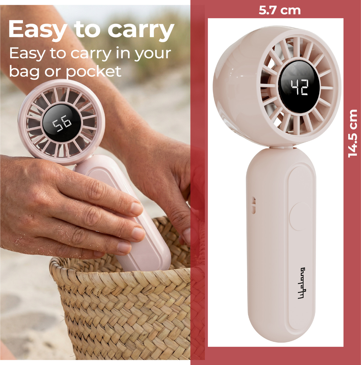 Image of Lifelong Lifelong Foldable Bubble Hand Fan with digital display | For Home & Outdoor Use LLSCPHF002 USB Fan