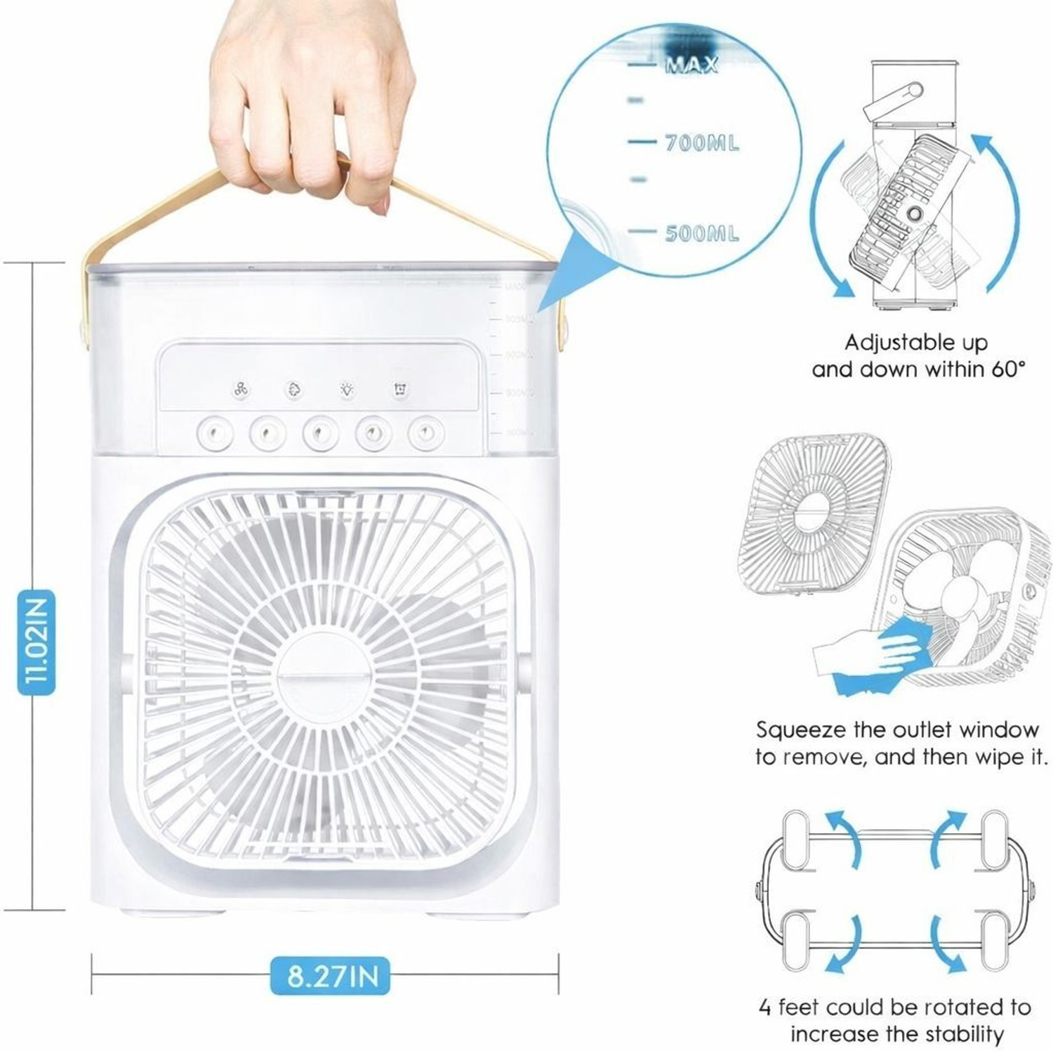 Image of ZAM ZAM ENTERPRISES Mini Air Cooler with Water Tank,Mist humidifier, Multi-Speed Desktop Cooler MAC-01 Led Light, USB Air Cooler, USB Air Freshener