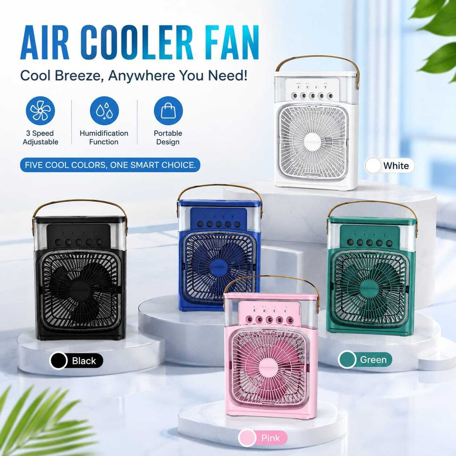 Image of SakhiHome Mini Portable 3 in 1 Air Cooler 10inch Mist Humidifier & USB Cable & LED Light MC-438 USB Air Cooler