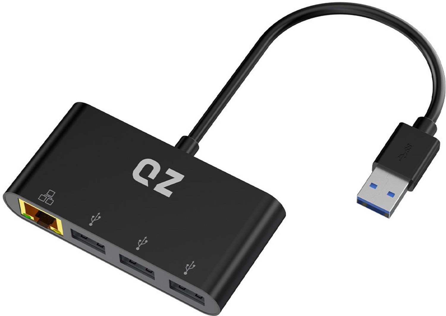 QZ [3 x USB 3.1 + Ethernet LAN] USB Hub with Ethernet, USB Hub with LAN RJ45 QZHB36 USB Hub