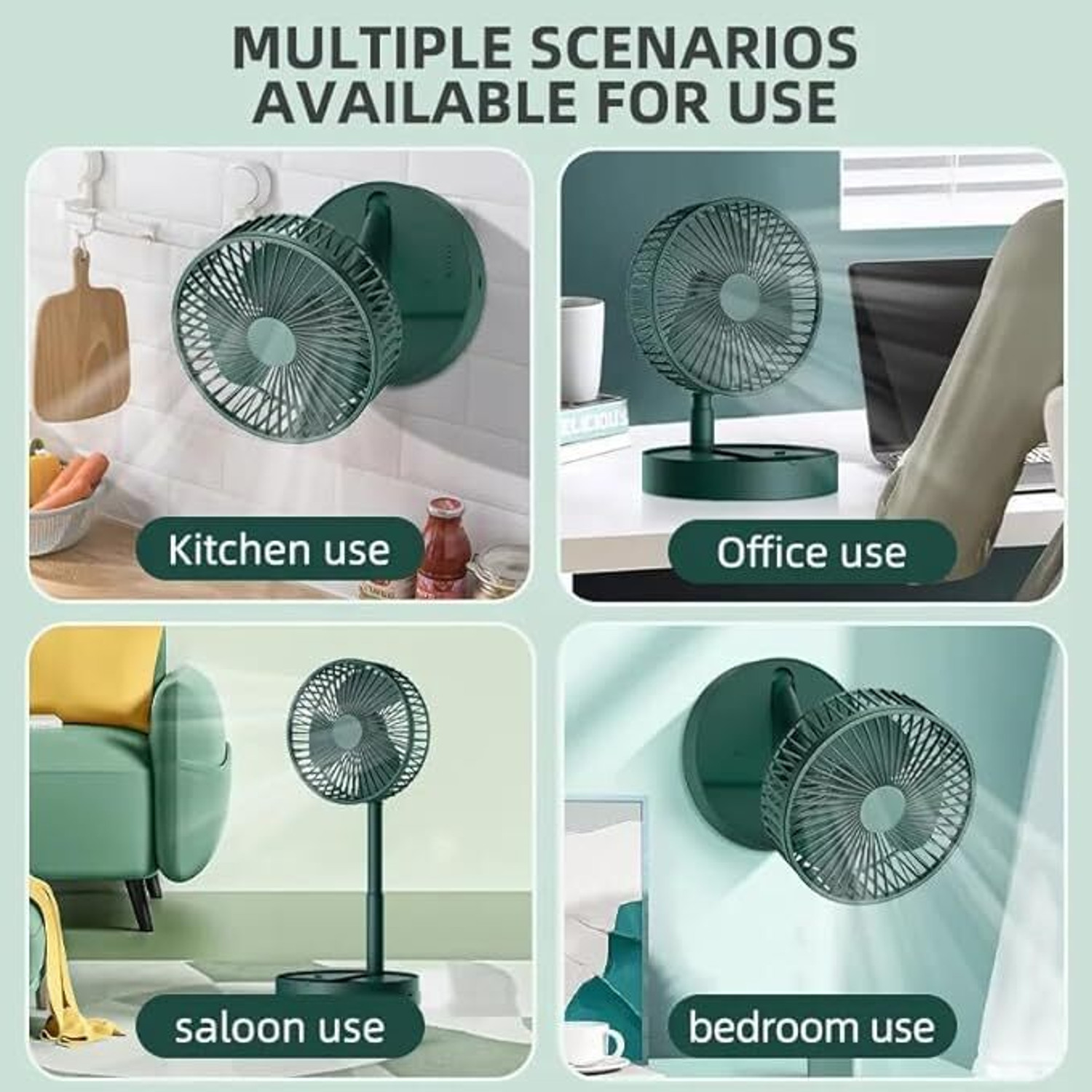Image of Viraan Green Foldable Fan Portable Table Fan for Home and Office green foldable fan 11 USB Fan