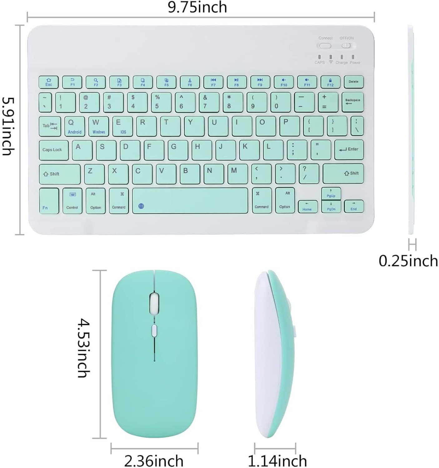 Image of RuhZa Rechargeable Bluetooth Keyboard and Mouse Combo for i-Pad, Ultra-Slim Portable Wireless Mouse Keyboard Laptop Accessory