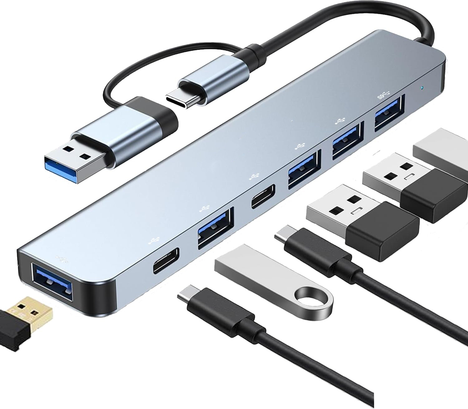 Image of Foxne Point Type-C with USB 3.0,1xUSB 2.0 & TypeC 3.0 PD 7-in-1 Type-C 4K HDMI, 3.0,2xUSB 2.0 & Type C 3.0 PD, SD & Micro SD USB Hub