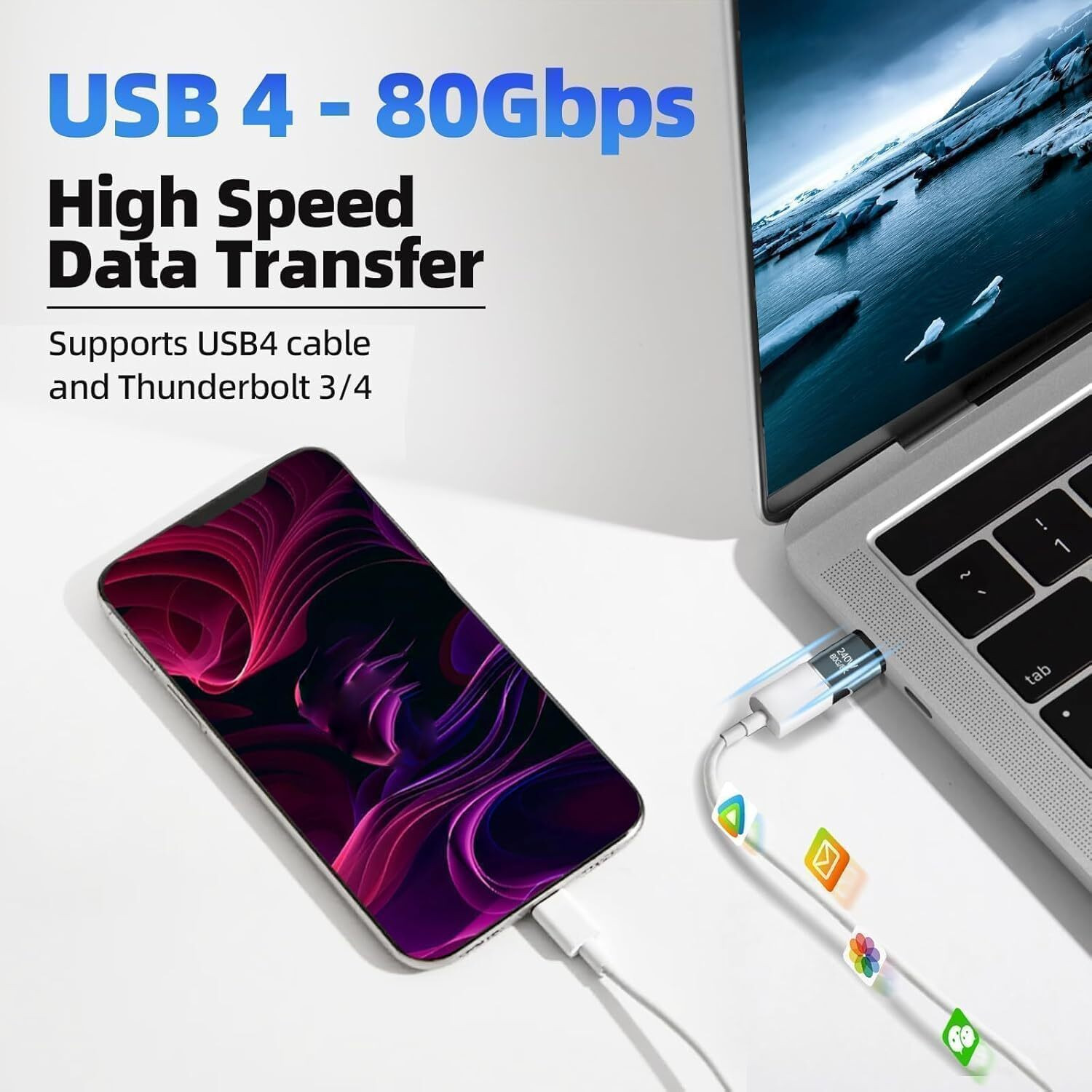 Image of Etzin USB-C Magnetic Adapter - 1 Pack 240W USB-C Adapter with 80GB /s Transfer Speed, Compatible with Laptops USB Charger