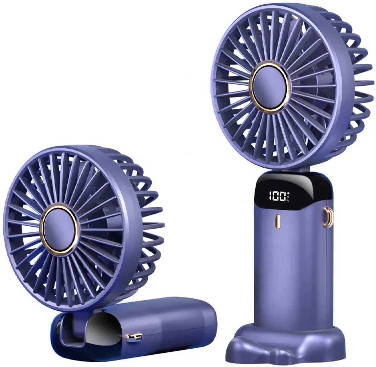 Image of DIGITRENDS Blue Mini Portable Fan, Rechargeabe Handheld Fan electric 1800 mah 5 Speed n15 handheld fan with display Rechargeable Fan