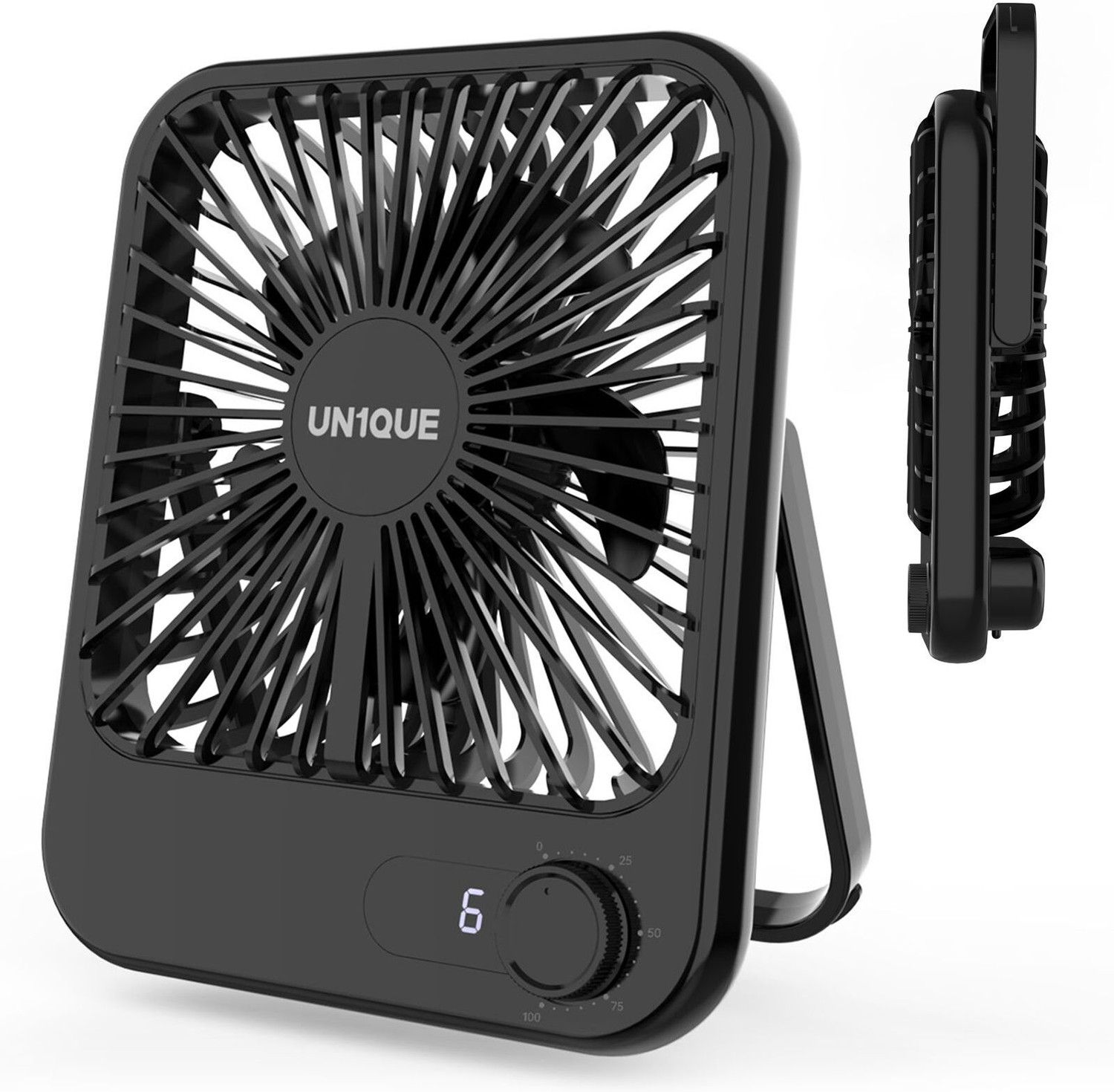 Image of UN1QUE Portable Clip on Fan Battery Operated, Powerful USB Table Fan, 3 Speed Portable Clip on Fan Battery Operated, Powerful USB Table Fan, 3 Speed Laptop Accessory, Rechargeable Fan, USB Air Cooler, USB Air Freshener, USB Air Purifier