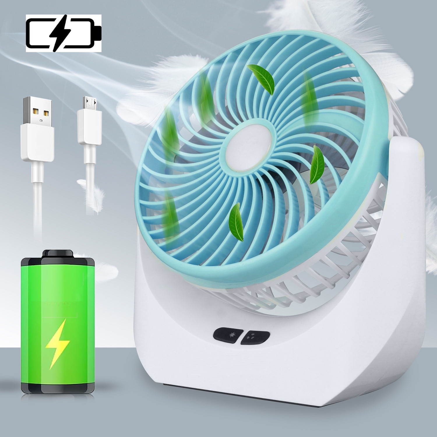 Image of TAKSHA FANS High Speed Rechargeable portable Table Fan with LED Light Battery Powered 3-Speed Portable Mini USB Fan For Home, Office , Kitchen USB Fan