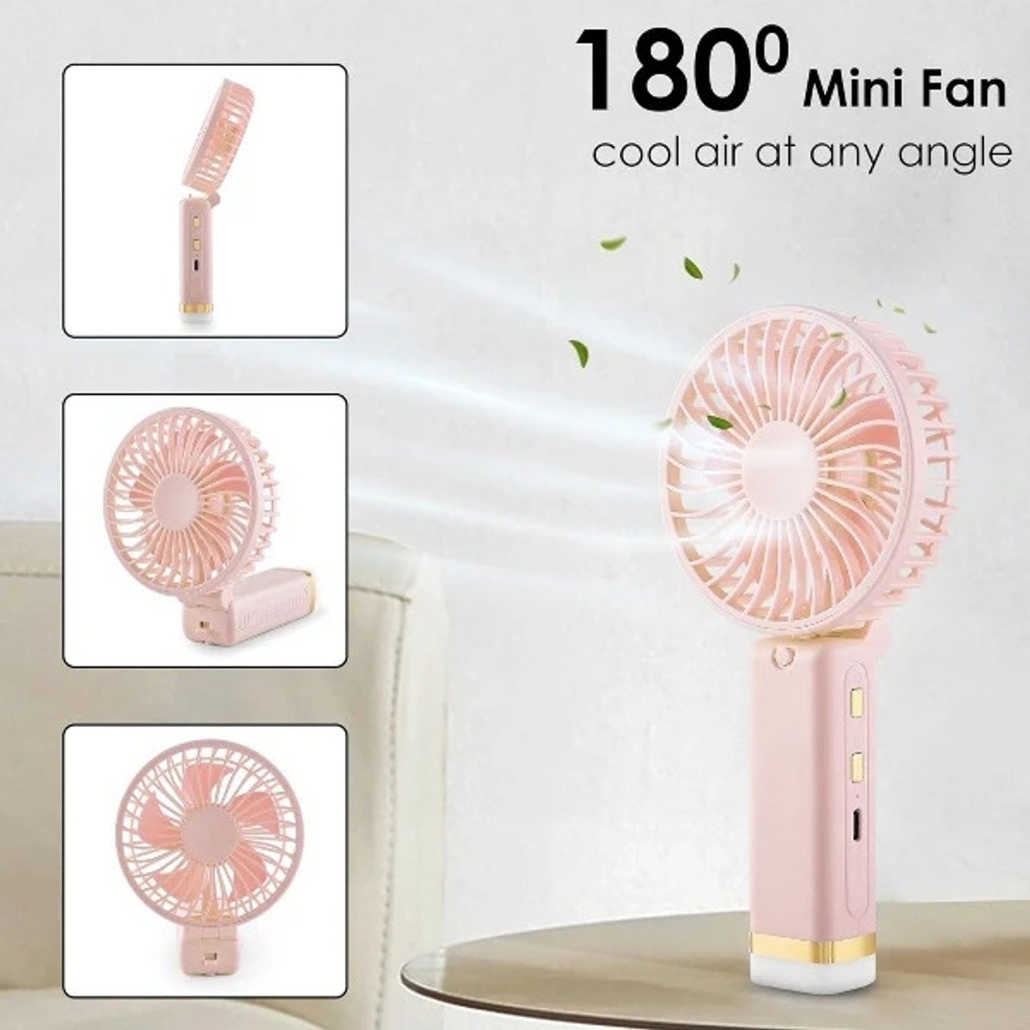 Image of PLERIZA Mini Handheld Fan,Portable Fan USB Rechargeable ,Small Pocket Fan Cooling Mini Portable Hand Fan with 5 Speed & 1200 mah battery USB Fan