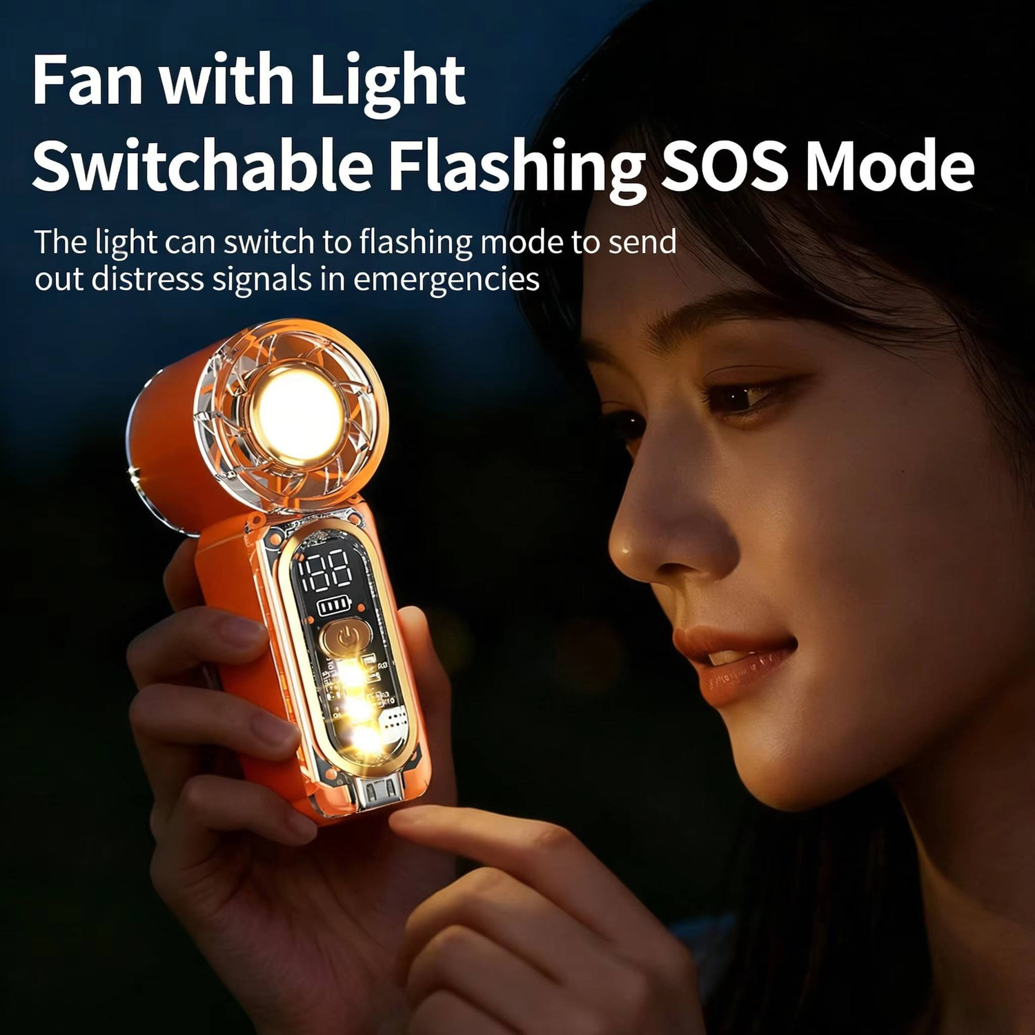 Image of TechPride USB Mini Fan | Portable Pocket Cooling Fan with LED Light Feature Rechargeable | Handheld & Desk Fan for Travel, Home, Office, Indoor & Outdoor Use USB Fan
