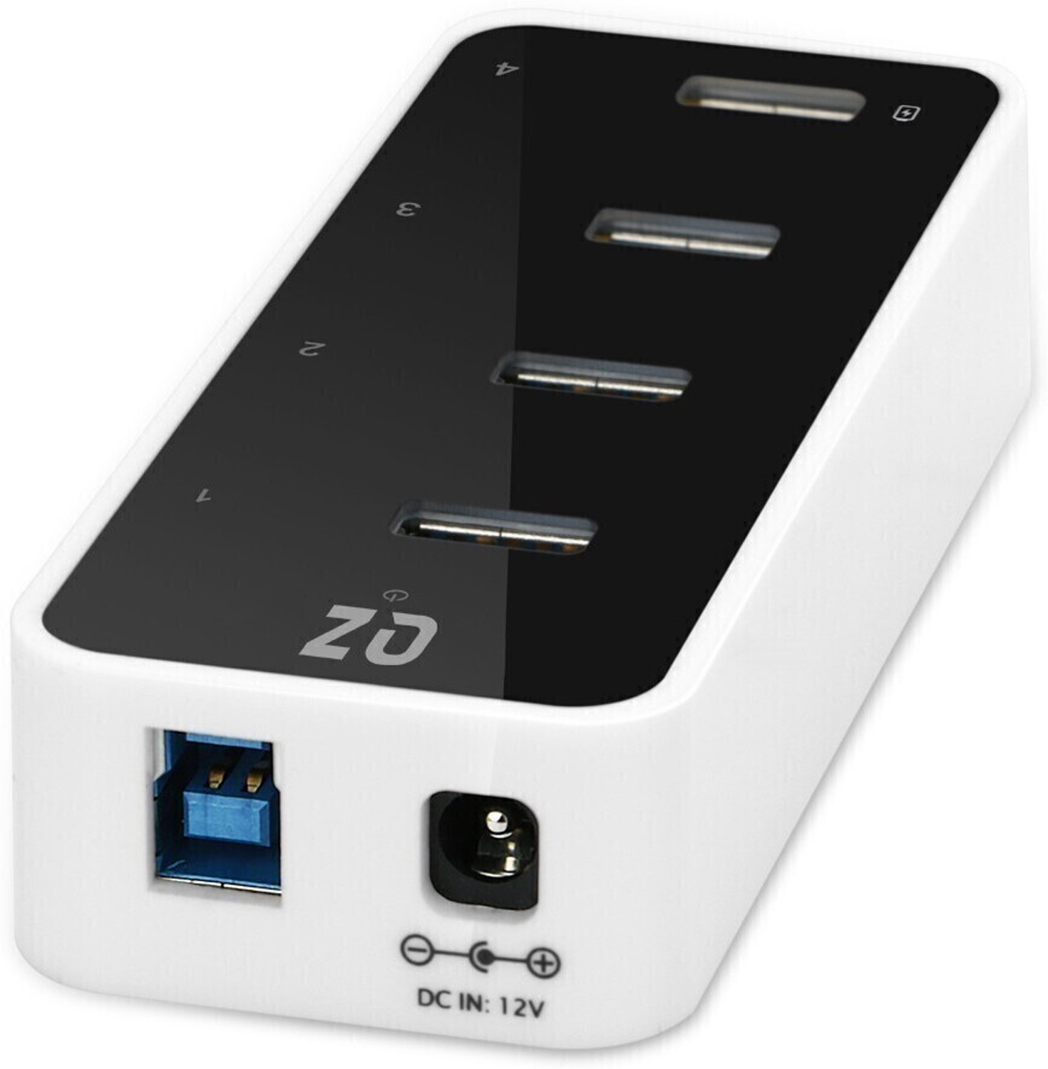 Image of QZ Active Powered USB Hub 4 Port USB Hub with 12V 2A 24W Power Adapter, USB 3.1 HB05 USB Hub