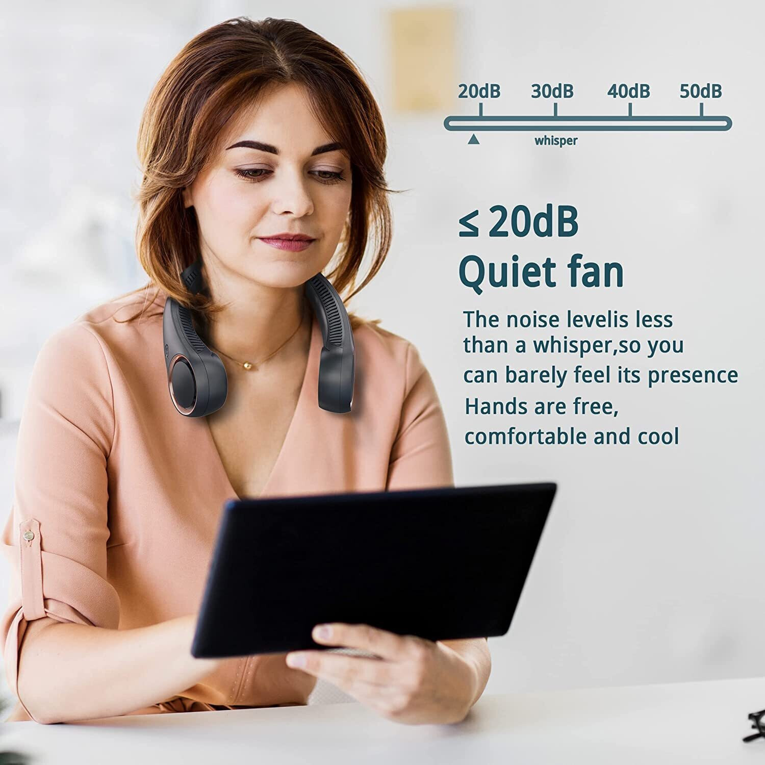 Image of VHN Combo Pack Neck Fan, Portable Bladeless Neck Fan Rechargeable, Pack of 2, 4000 mAH Battery USB 360 Quiet 3 Speeds Neck Fan, 1 Jerry Keychain Free, USB Fan
