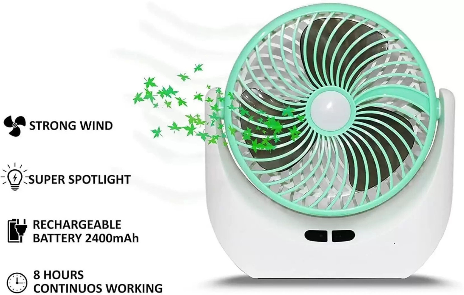 Image of HRKT High-Speed 4000mAh Rechargeable Table Fan with LED Light, Portable Fan, USB Fan, portable USB table fan TT 111 USB Fan