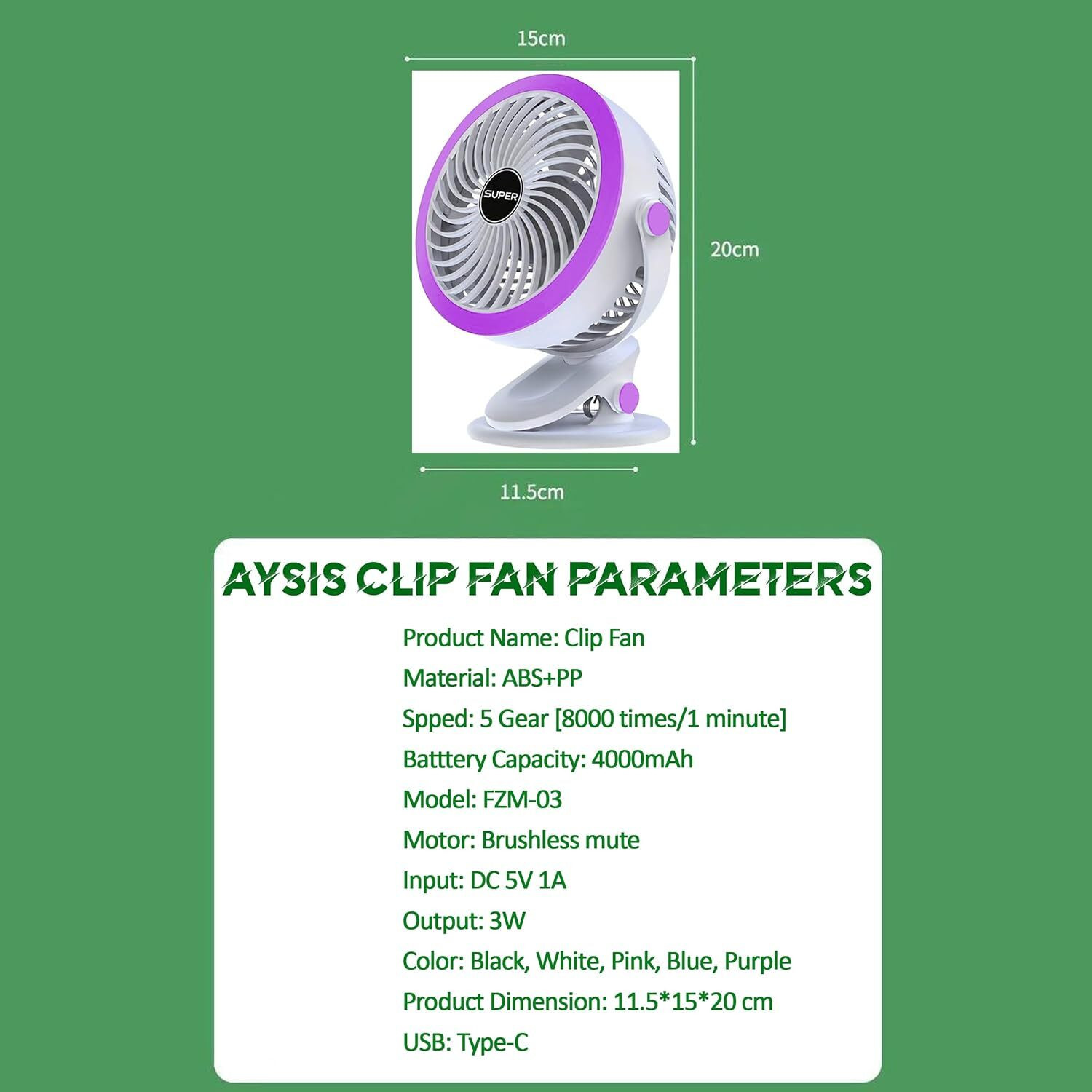 Image of Solisca Neck,Air Conditioner Fan Cooling Plate 4400mAh Rechargeable Battery Operated Mini Portable 3 Speed mode Built-in Battery Rechargeable USB Fan