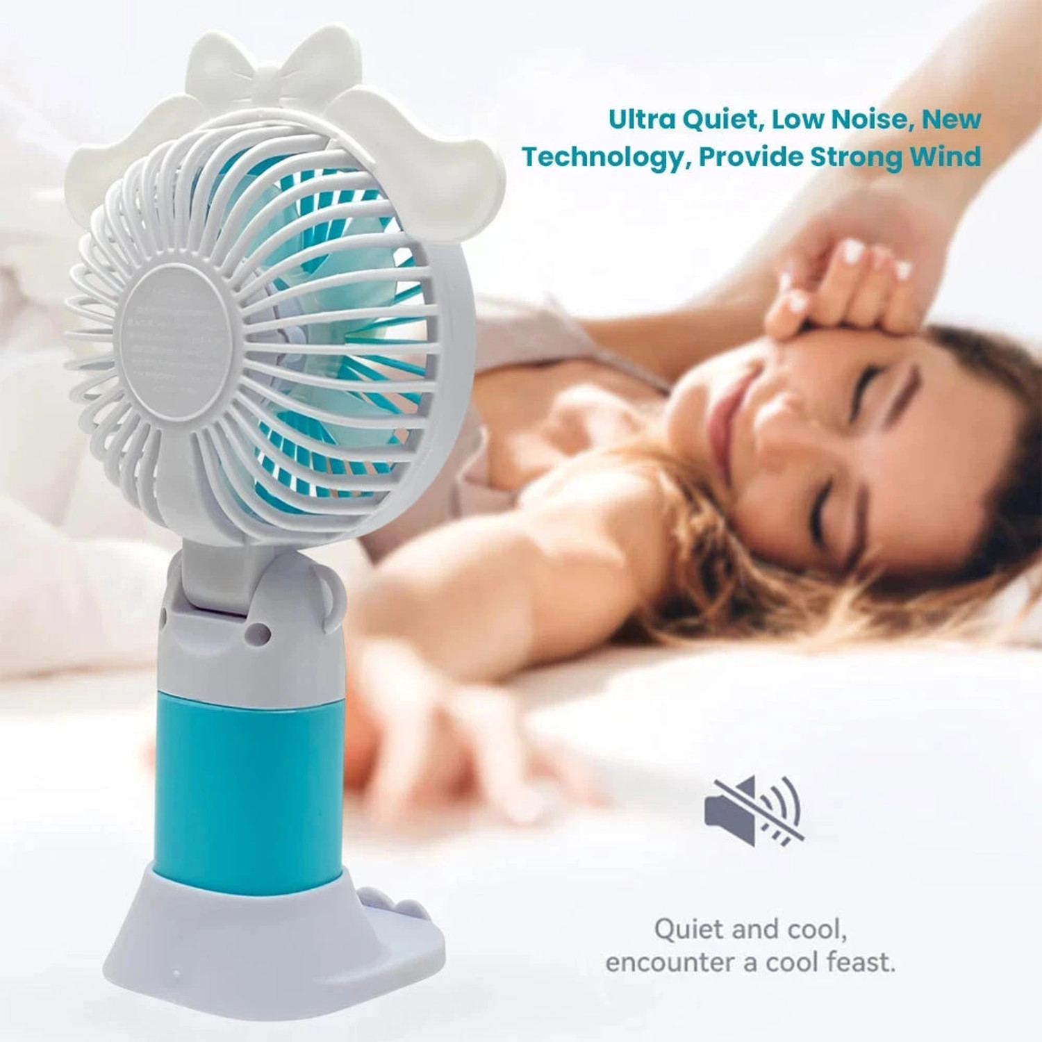 Image of Felinar Foldable Mini Portable Fan Rechargeable USB Handheld Fan 1-Speed Adjustable Mini Portable Fan Rechargeable USB Handheld Fan in blue USB Fan
