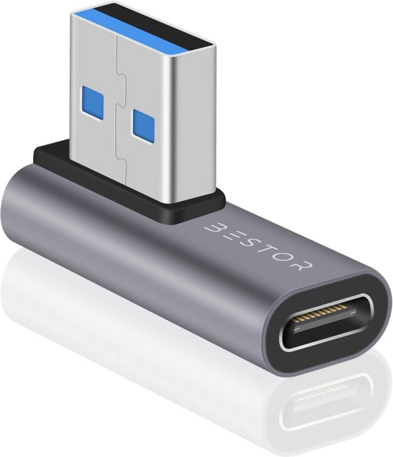 Bestor USB 3.1 Male to Type-C Female Adapter 90° Fast Charging & Data Sync Compact Converter for Laptop & Mobile USB Hub