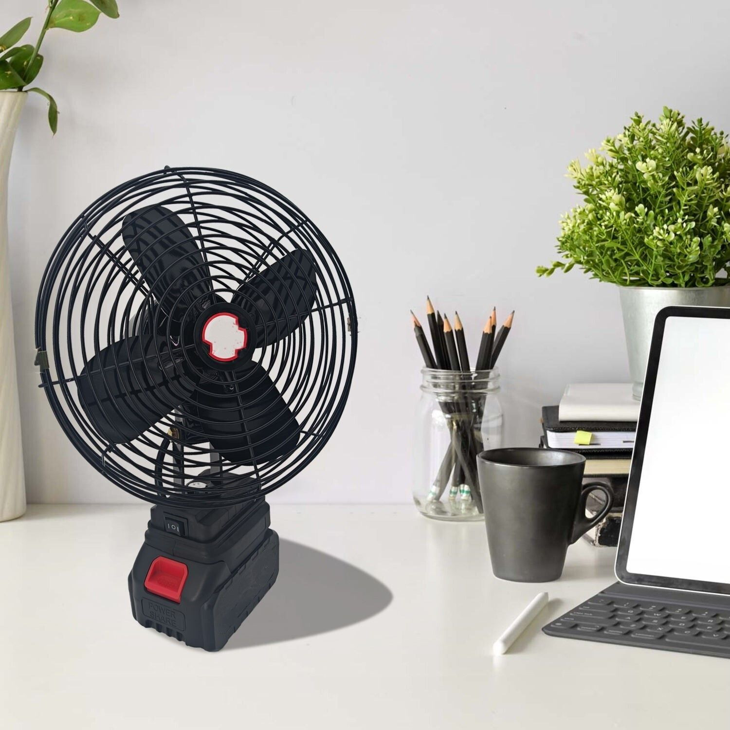 Image of Care 4 Rechargeable Lithium Battery Strong Winds Adjustable Fan Rechargeable Portable Wireless Camping Fan, 8-Inch Battery Operated Camping Fan USB Fan