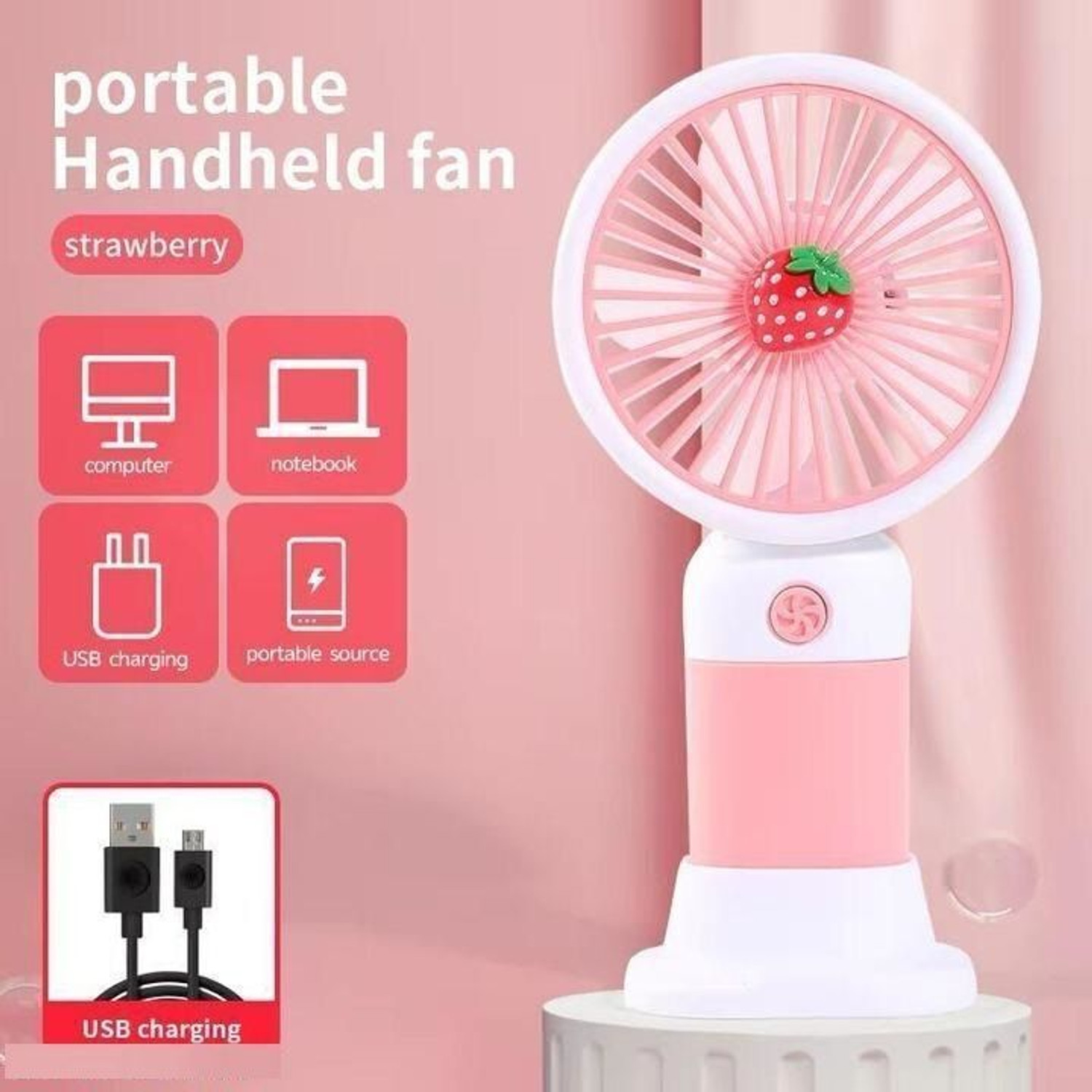 Image of CJ CHILDREN'SJOY Cute multicolour as per availability Mini Handheld Fan | Lightweight Personal Cooling Fan for Home, Travel & Study Desk USB Fan